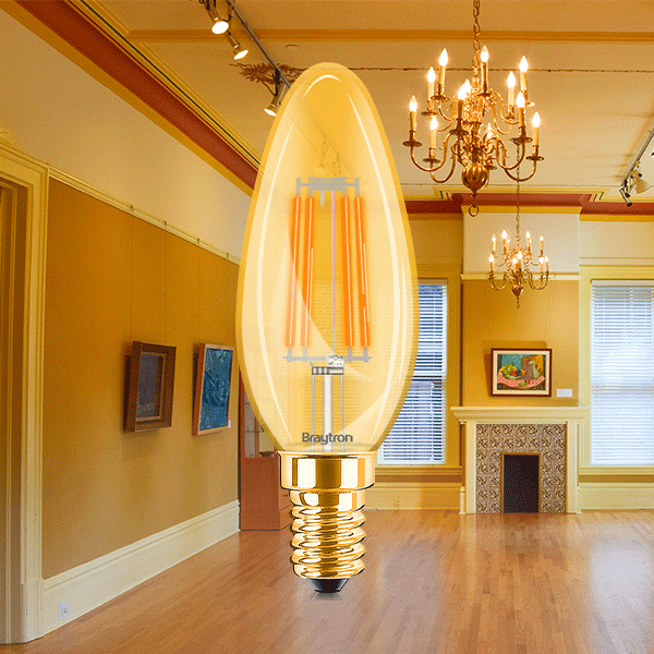 Braytron LED E14 4W Leuchtmittel Amber 2200K, 360 Lumen, ersetzt 30 w, energiesparend, langlebig, 230V – Ansicht 2