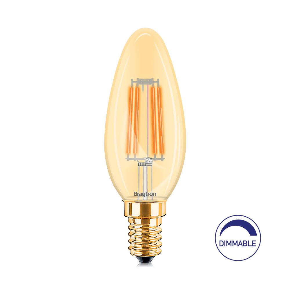 Braytron LED E14 4W Leuchtmittel Amber 2200K, 360 Lumen, ersetzt 30 w, energiesparend, langlebig, 230V – BB36-60410