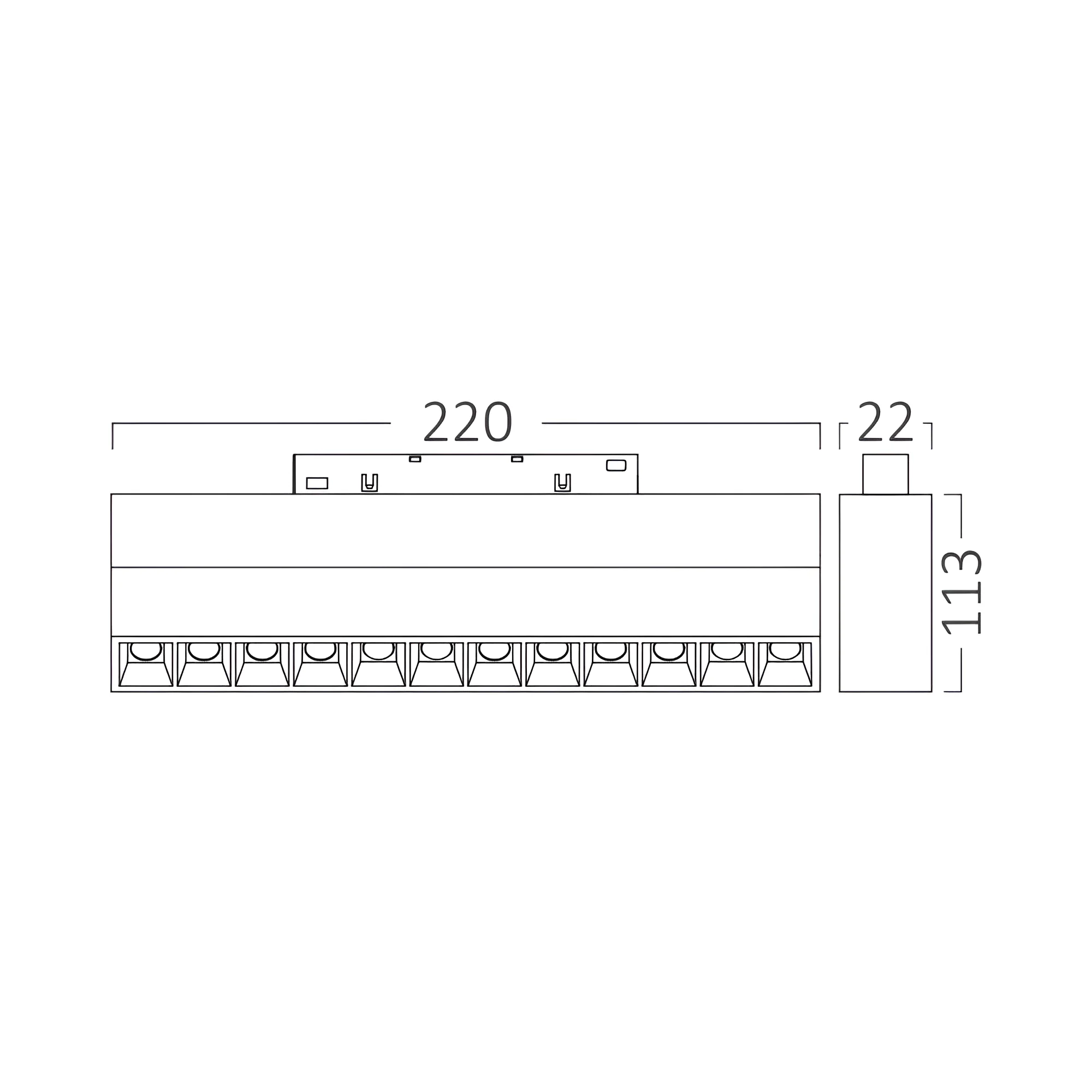 Braytron 48V LED Magnet Schienenleuchte Linear 3CCT 3000K–6000K, CRI≥90, 24° Spot, Aluminium Schwarz, Magnet Track Light für 48V Schienensystem, Wohnraum, Büro, Retail (12W Aufbau) – Ansicht 5