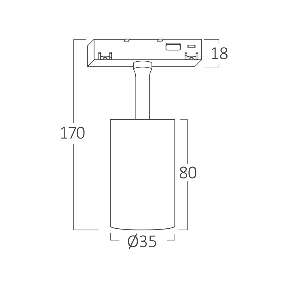 Braytron 48V LED Magnet-Schienenstrahler 6W / 10W / 18W – 3CCT 3000K-6000K, CRI≥90, 24° Abstrahlwinkel, drehbar & schwenkbar, Aluminium Schwarz, Magnetic Track Light für 48V DC (6W) – Ansicht 4