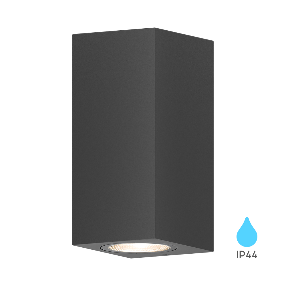 Braytron LED Wandleuchte Außenleuchte Außenlampe,Anthrazit Eckig Aluminium GU10, Up and Down, Modern Elegant Wasserfest IP44, Garage, Hauseingang 2 Flammig – BG32-00422