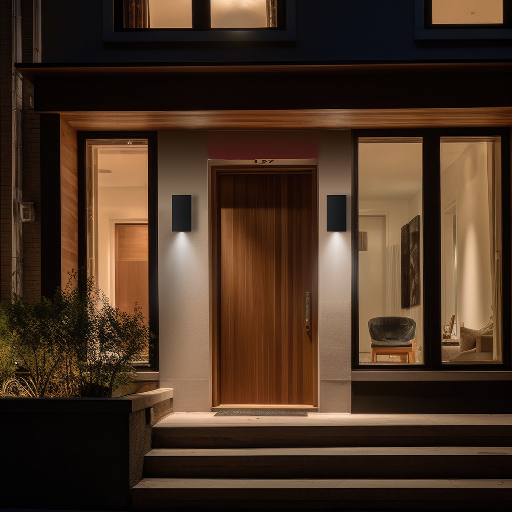 Braytron LED Wandleuchte Außenleuchte Außenlampe,Anthrazit Eckig Aluminium GU10, Up and Down, Modern Elegant Wasserfest IP44, Garage, Hauseingang 2 Flammig – Ansicht 2