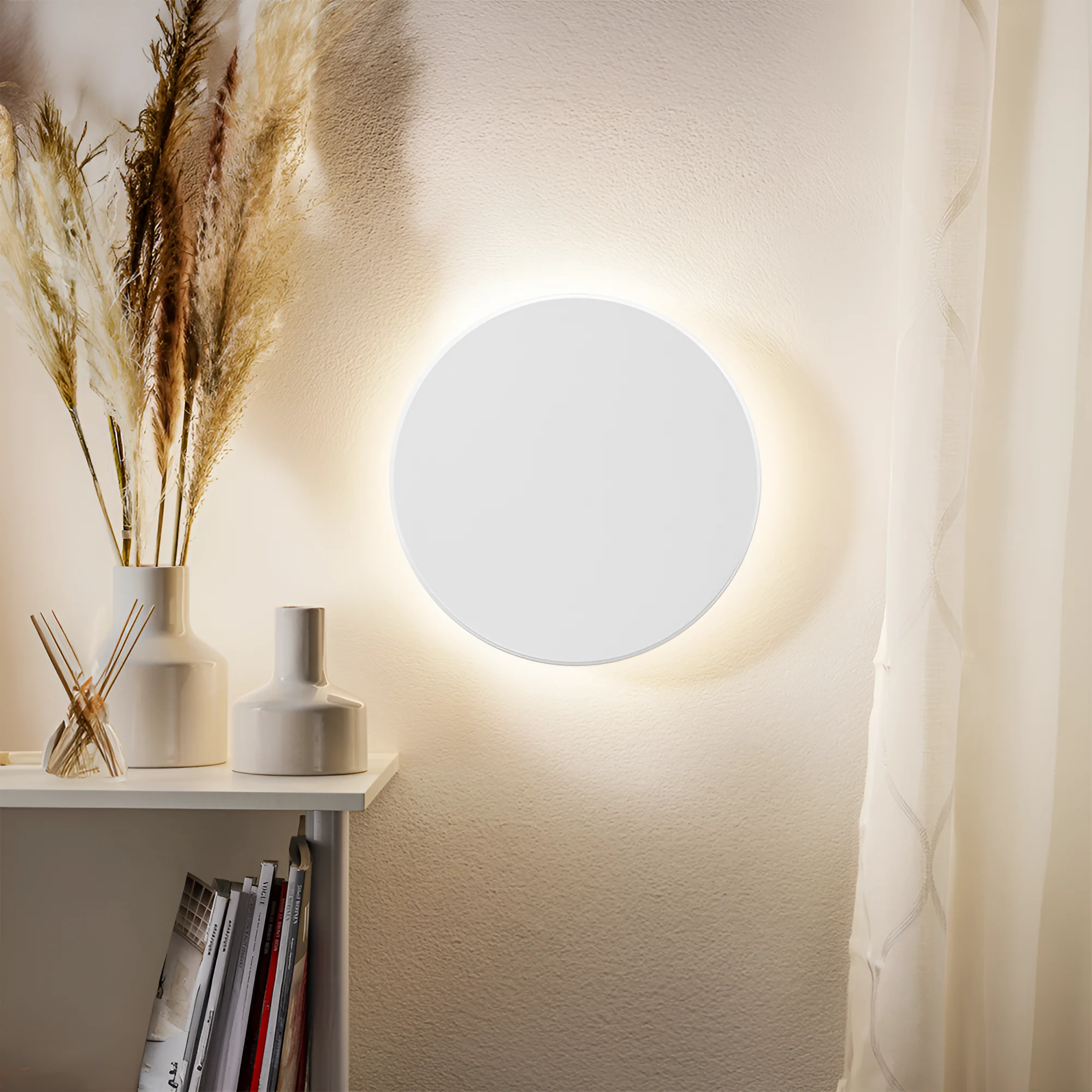 Braytron LED Wandleuchte Außen Rund Ø120 mm, 8W 760lm, IP65 Wasserdicht, 3CCT Farbtemperatur Einstellbar 3000K–6000K, Moderne Indirekte Wandlampe für Balkon, Terrasse, Flur & Badezimmer, Weiß – Ansicht 2