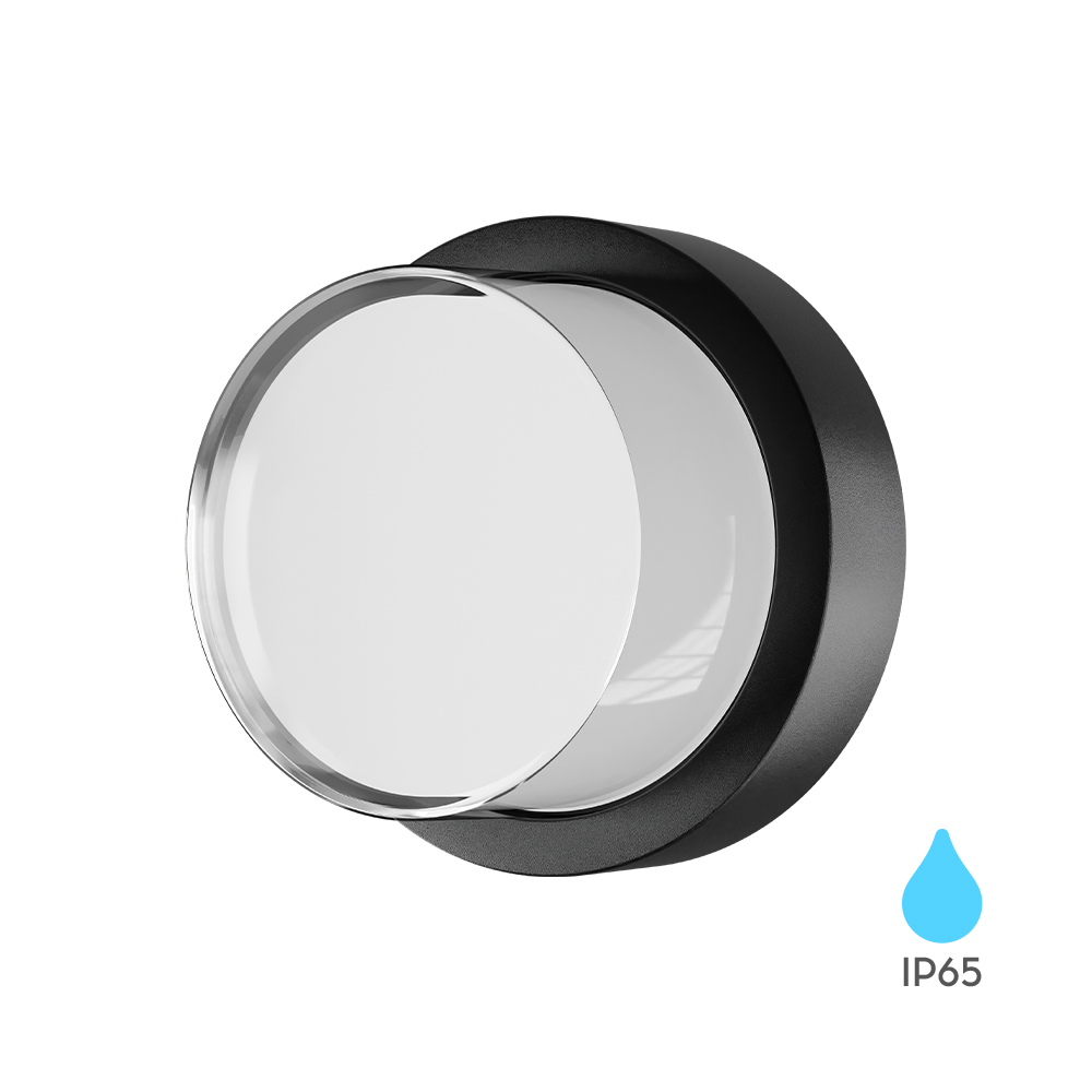 LED ZIDNA SVETILJKA OKRUGLA 15W CRNI 3000K IP65