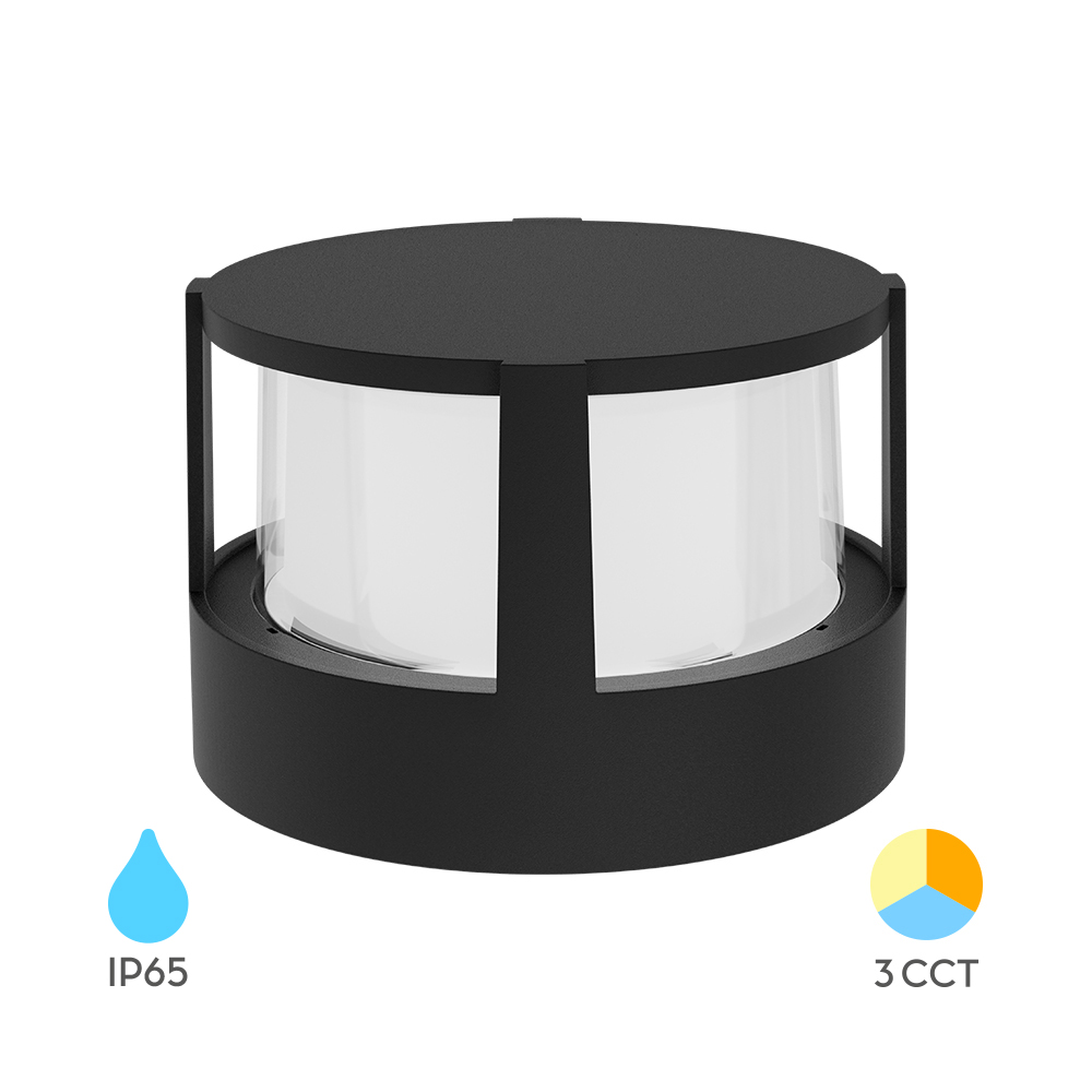 LED ZIDNA SVETILJKA OKRUGLA 15W CRNI CCT IP65