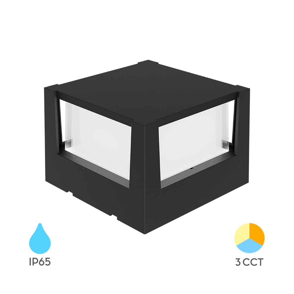 LED ZIDNA SVETILJKA OKRUGLA 15W CRNI CCT IP65