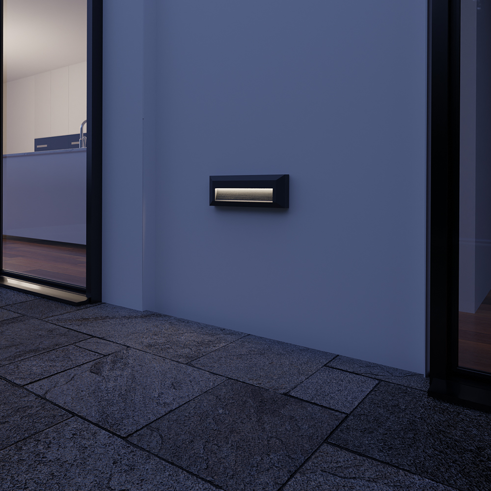 Braytron LED Wandleuchte Außen IP65 3W 3CCT (3000K/4000K/6500K) – Direkt oder Indirekt – Stufenleuchte Treppenbeleuchtung Wandlampe Außenbereich Schwarz Weiß Grau – 180lm (Weiß, Indirket) – Ansicht 2