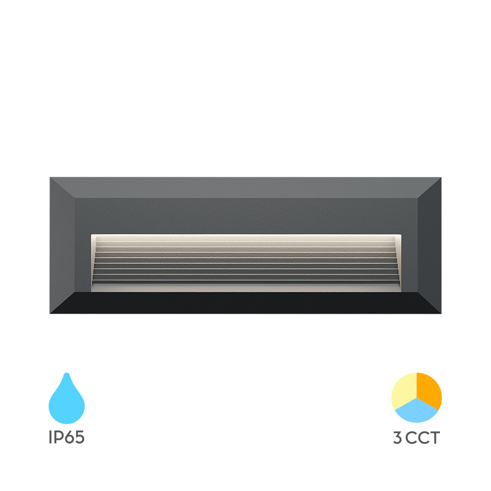 LED ZIDNA SVETILJKA PRAVOUGAONA 3W SIVI CCT IP65