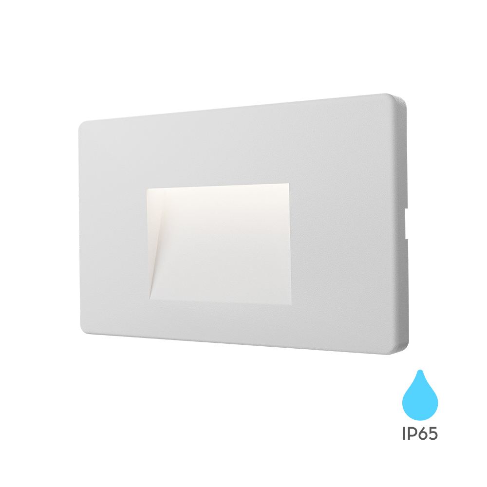 Braytron 3W LED Treppenlicht Treppenbeleuchtung Treppenleuchte Stufenlicht Stufen Leuchte Wandbeleuchtung Innen Außen IP65 Warmweiß Energieeffizient Wetterfest Modern Stufenbeleuchtung (Eckig Weiß) – BG38-02100