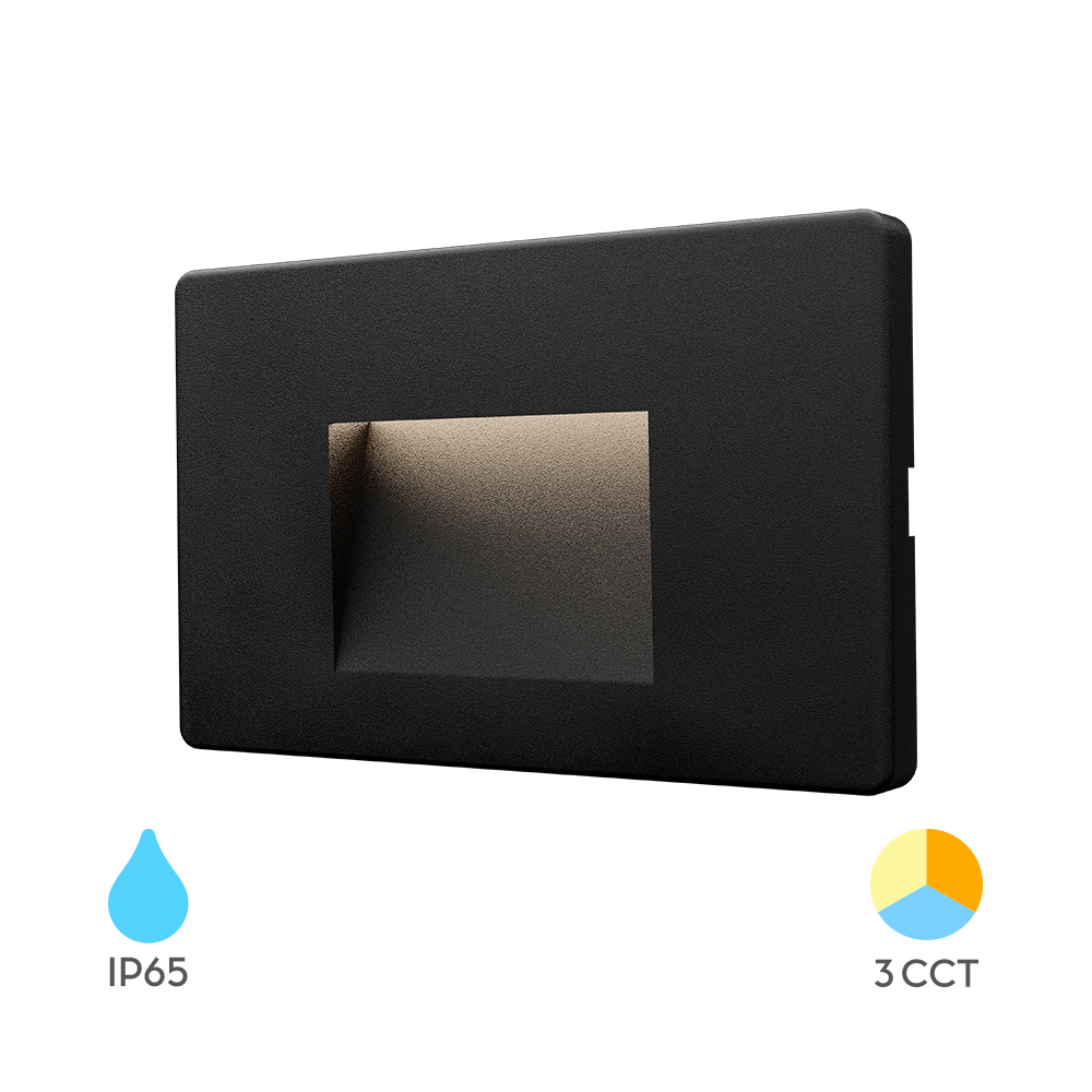 LED ZIDNA SVETILJKA KVADRATNA 3W CRNI CCT IP65