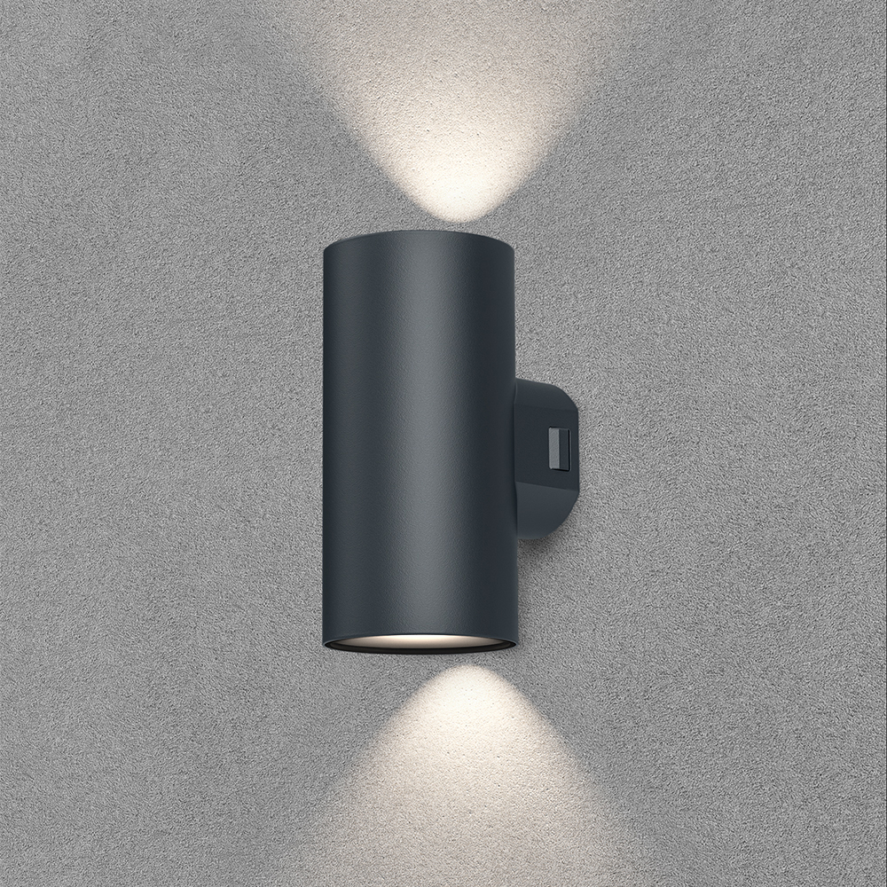 Braytron LED Wandleuchte Außen Zylinder Rund 2x 9W IP65, 3in1 Up&Down Außenlampe, Wandlicht für Terrasse, Balkon & Garten, wetterfest, modernes Design, warmweiß/neutrales Weiß/kaltweiß wählbar CCT – Ansicht 2