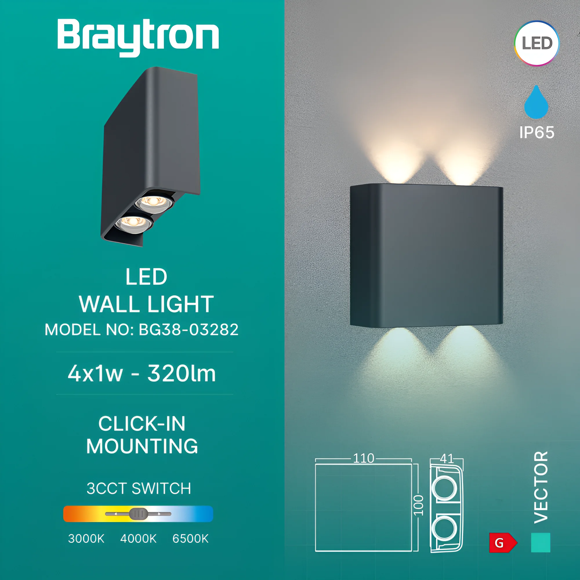 Applique LED esterna Antracite 4W Up&Down IP65 3in1 CCT | PurpleLights – Vista 3