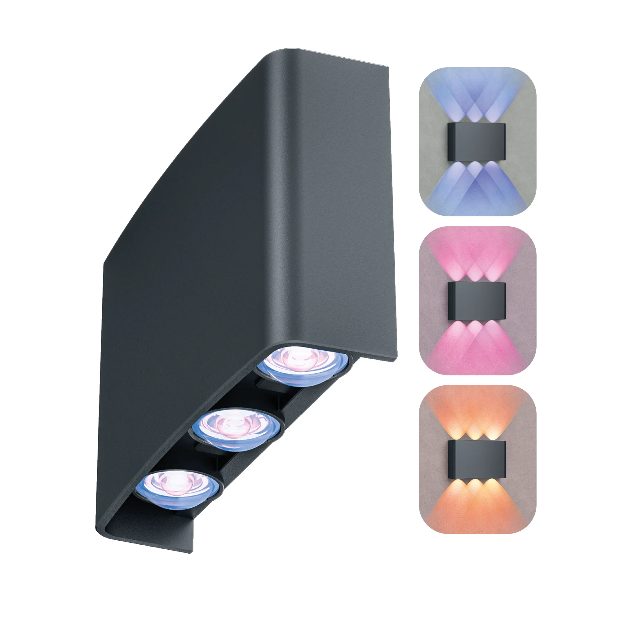 LED ZIDNA SVETILJKA 6X1W SIVA 3CCT RGB IP65