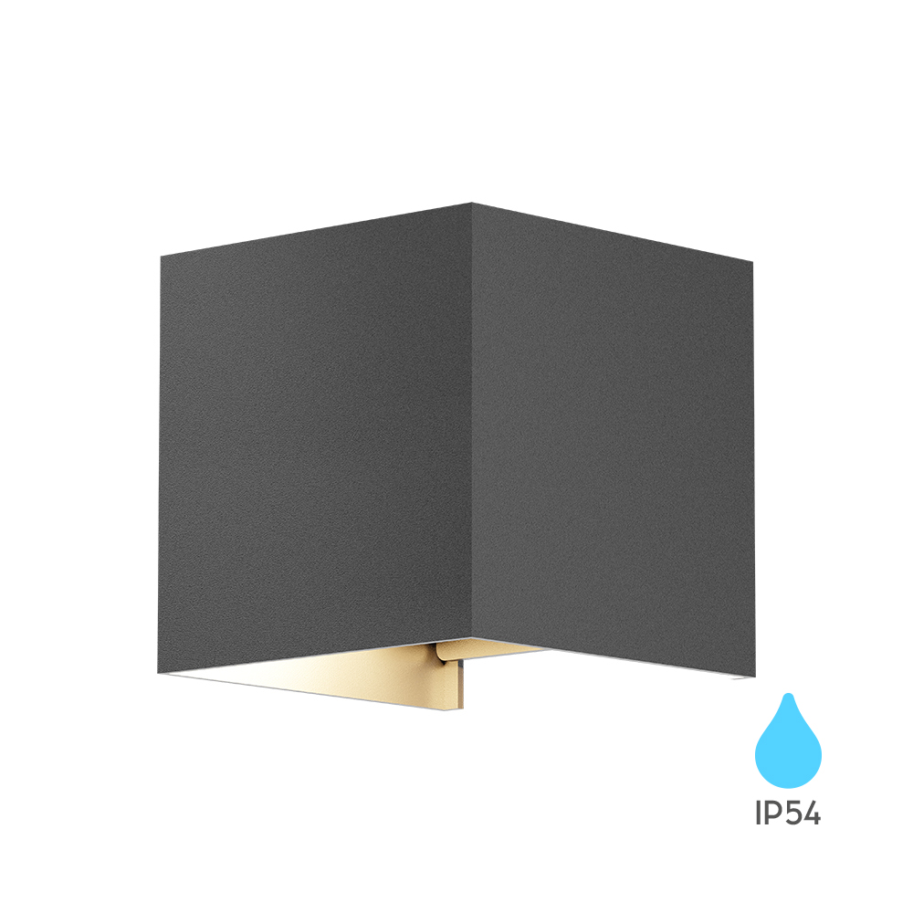 Braytron LED Wandleuchte in Würfelform für Außen & Innen, Aluminium Wandlampe IP54 mit austauschbarer G9 LED Lampe, einstellbarer Abstrahlwinkel, moderne Außenbeleuchtung für Haus & Garten (Grau) kaufen – BG38-03402 | lumdo.de