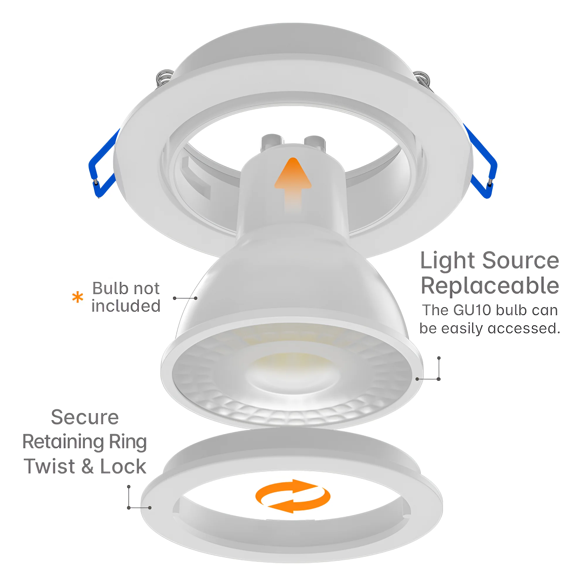 Braytron LED Deckenleuchte Max.1×35W, IP20 Deckenlampe für Wohnzimmer, Küche, Flur (Weiß) – Ansicht 5