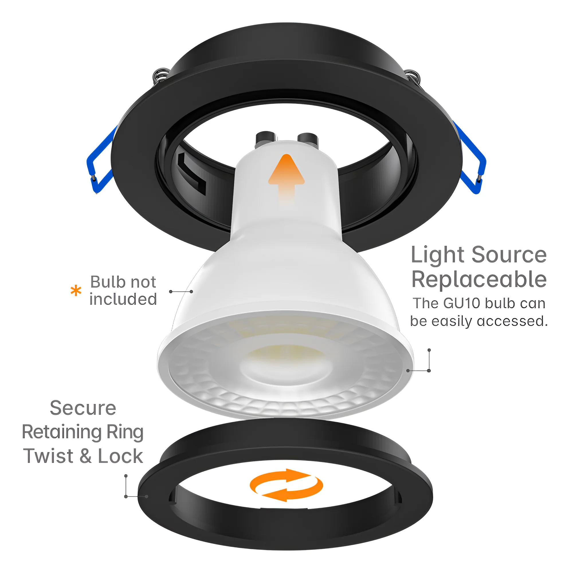 Braytron LED Deckenleuchte Max.1×35W, IP20 Deckenlampe für Wohnzimmer, Küche, Flur (Schwarz) – Ansicht 5