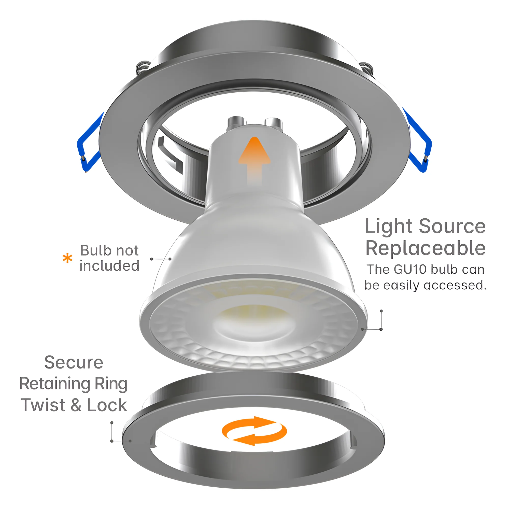 Braytron LED Deckenleuchte Max.1×35W, IP20 Deckenlampe für Wohnzimmer, Küche, Flur (Nickle) – Ansicht 5