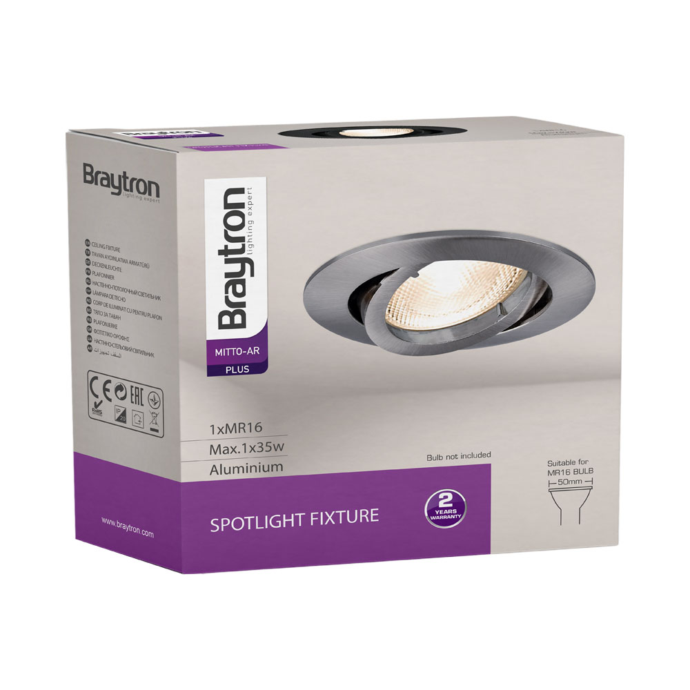 Braytron LED Deckenleuchte Max.1×35W, IP20 Deckenlampe für Wohnzimmer, Küche, Flur (Nickle) – Ansicht 5