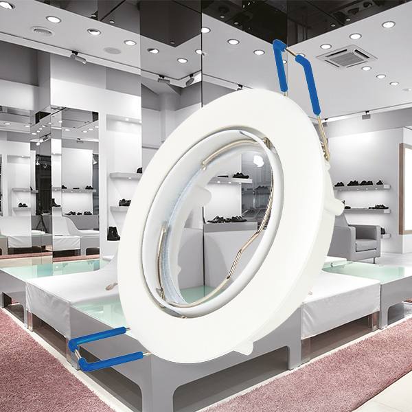 Braytron 3er Set Einbaustrahler GU10 – Einbaurahmen Rund für LED Spots, 230V inkl. GU10 Fassung, 30° schwenkbar, Deckenspot Einbauleuchte Ø68 mm Lochdurchmesser, Einbauspots für Trockenräume (Weiß) – Ansicht 2