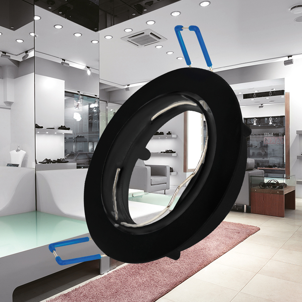 Braytron 3er Set Einbaustrahler GU10 – Einbaurahmen Rund für LED Spots, 230V inkl. GU10 Fassung, 30° schwenkbar, Deckenspot Einbauleuchte Ø68 mm Lochdurchmesser, Einbauspots für Trockenräume (Schwarz) – Ansicht 2