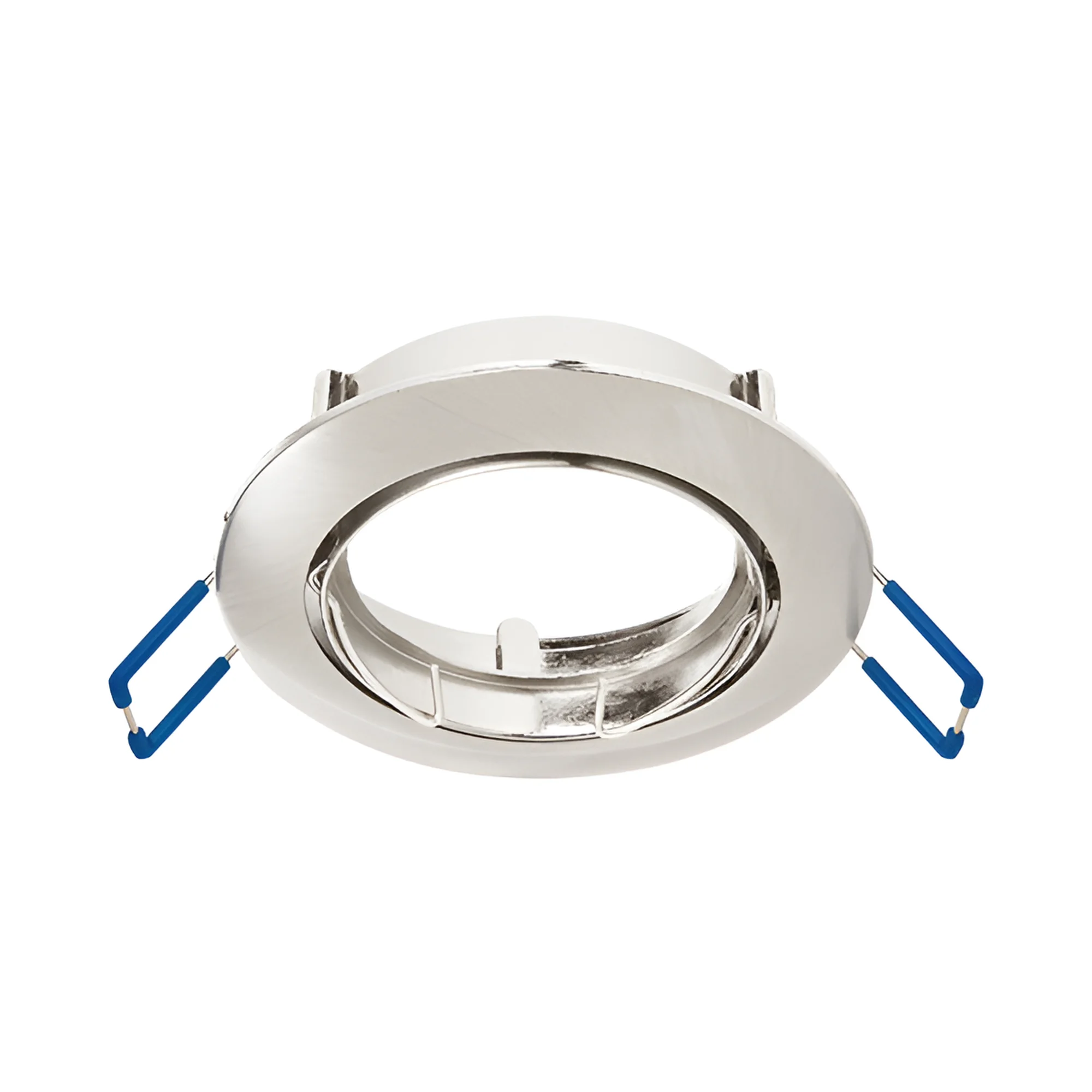 Braytron 3er Set Einbaustrahler GU10 – Einbaurahmen Rund für LED Spots, 230V inkl. GU10 Fassung, 30° schwenkbar, Deckenspot Einbauleuchte Ø68 mm Lochdurchmesser, Einbauspots für Trockenräume (Nickel) – Ansicht 3