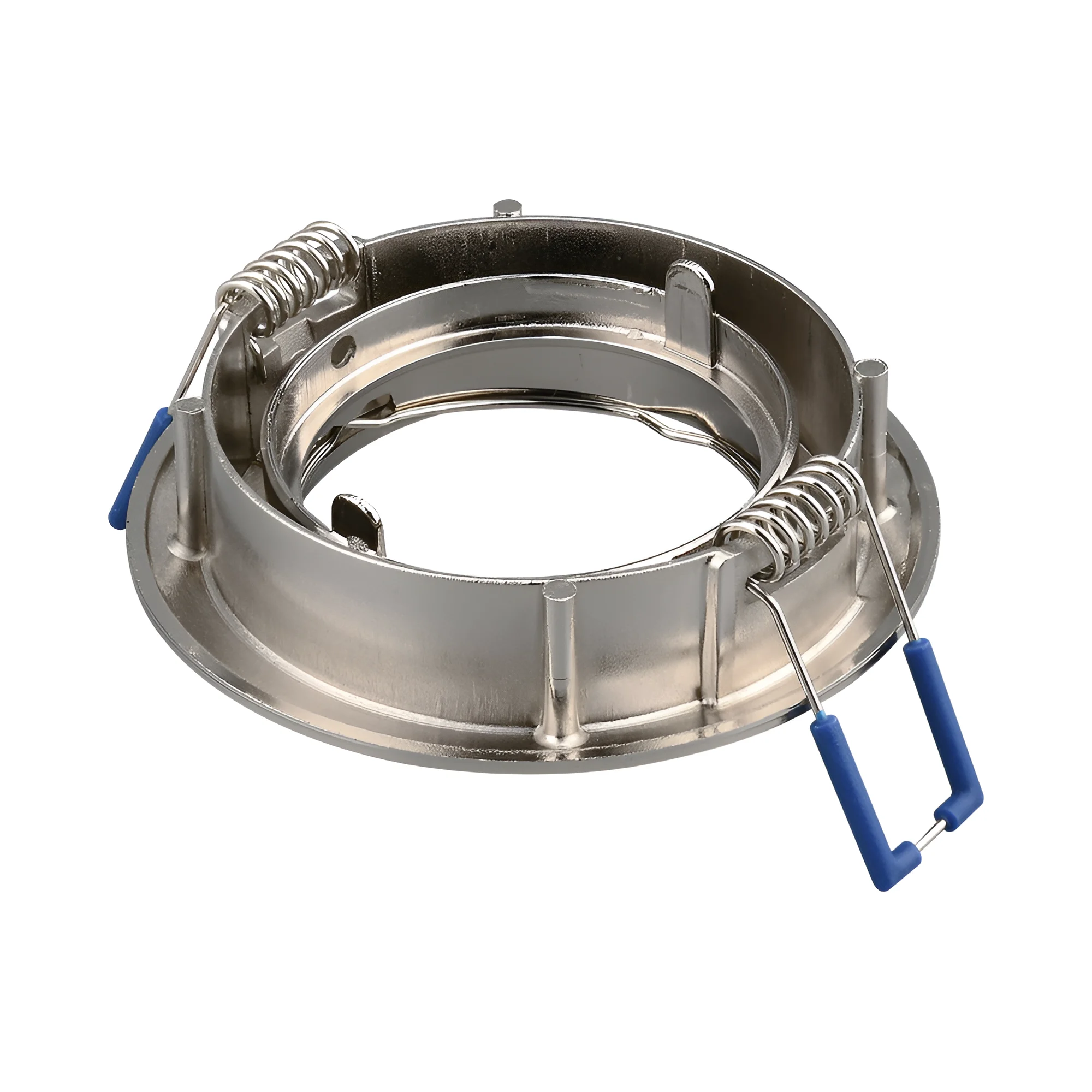 Braytron 3er Set Einbaustrahler GU10 – Einbaurahmen Rund für LED Spots, 230V inkl. GU10 Fassung, 30° schwenkbar, Deckenspot Einbauleuchte Ø68 mm Lochdurchmesser, Einbauspots für Trockenräume (Nickel) – Ansicht 4