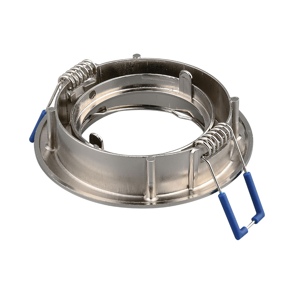 Braytron 3er Set Einbaustrahler GU10 – Einbaurahmen Rund für LED Spots, 230V inkl. GU10 Fassung, 30° schwenkbar, Deckenspot Einbauleuchte Ø68 mm Lochdurchmesser, Einbauspots für Trockenräume (Nickel) – Ansicht 4