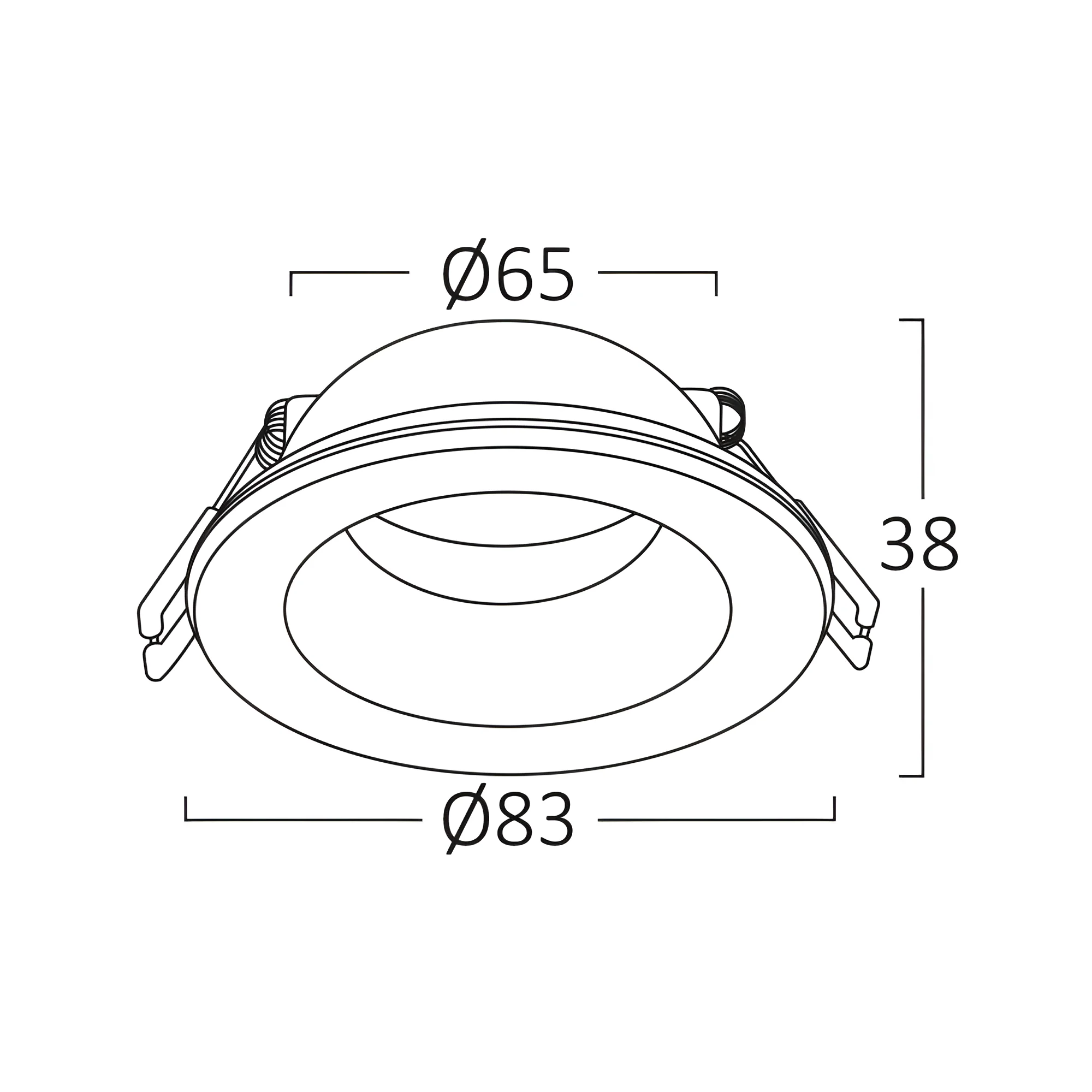 Braytron Telaio LED da incasso IP54 con vetro – Bianco/Nero – Faretto da incasso per Bagno per GU10 & modulo LED – Spot da soffitto per ambienti umidi Bagno – Telaio da incasso in vetro Ø83mm foro 65mm Faretto da incasso (Nero) – Vista 3