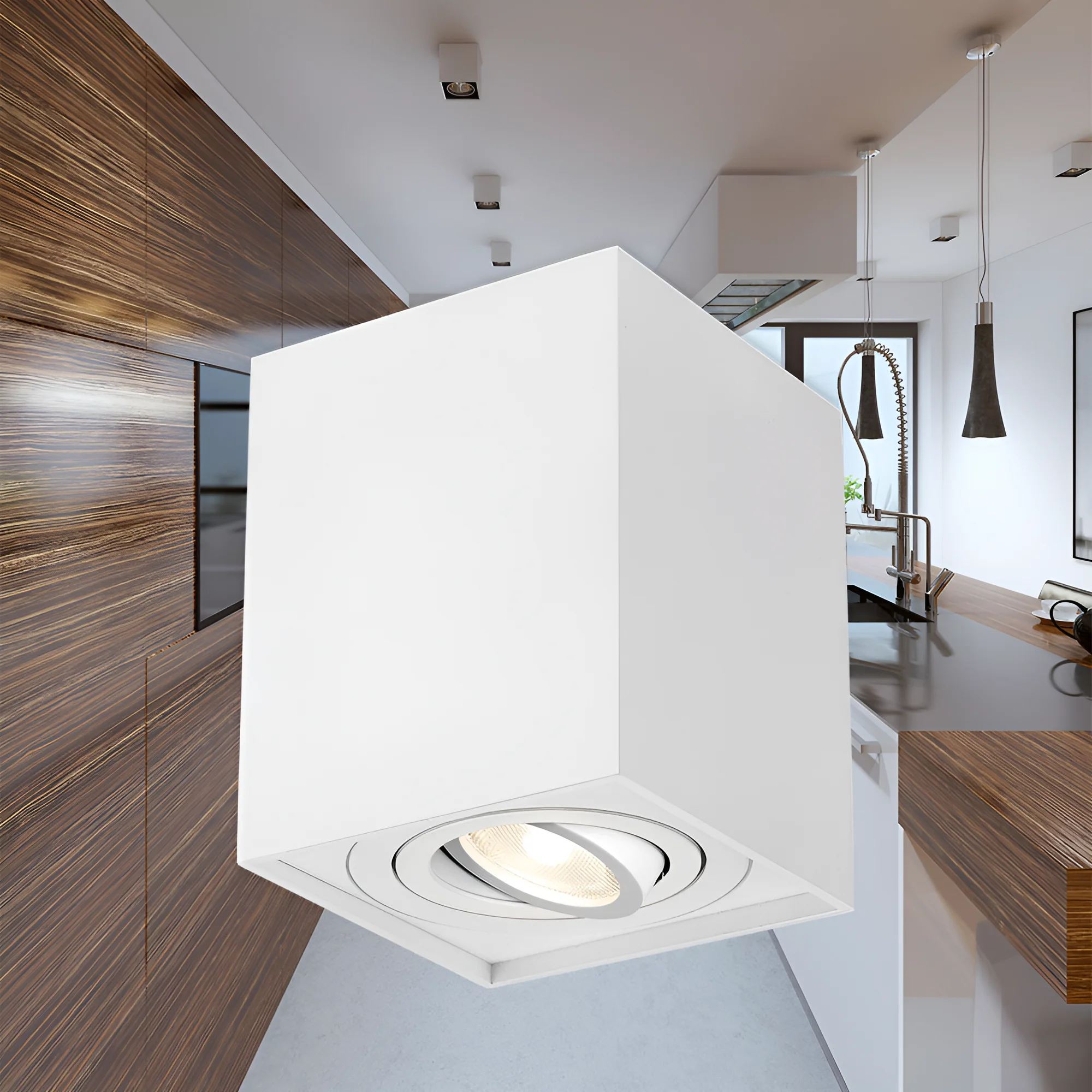 Braytron LED Deckenleuchte Max.1×35W GU10, IP20 Deckenlampe für Wohnzimmer, Küche, Flur (Weiß) – Ansicht 2