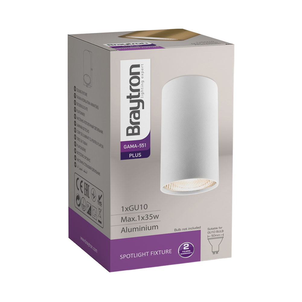 Braytron LED Deckenleuchte Max.1x35W GU10, IP20 Deckenlampe für Wohnzimmer, Küche, Flur (Weiß) – Ansicht 7