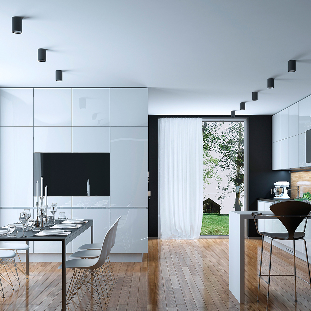 Braytron LED Deckenleuchte Max.1x35W GU10, IP20 Deckenlampe für Wohnzimmer, Küche, Flur (Schwarz) – Ansicht 2