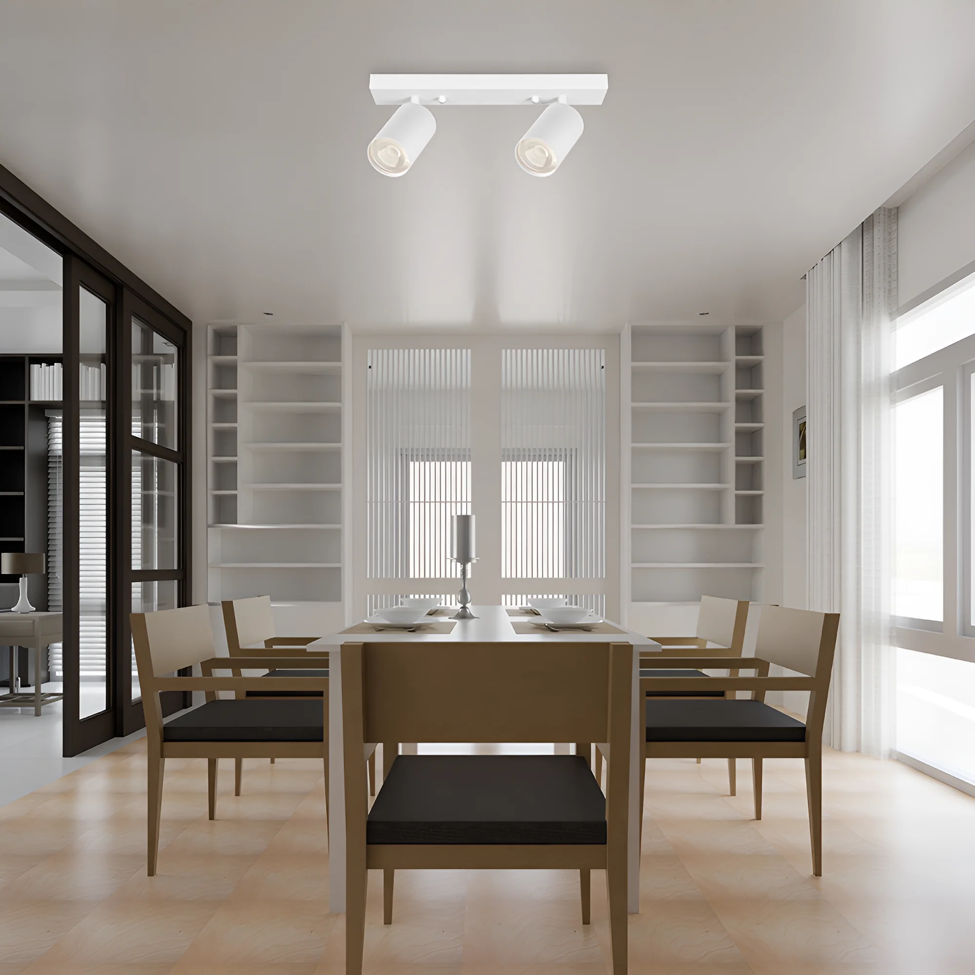 Braytron LED Deckenstrahler 2 Flammig GU10 – Schwenkbarer Deckenspot 350° Drehbar – Moderne Deckenleuchte in Weiß, Schwarz oder Gold – Spotlampe für Küche, Wohnzimmer & Schlafzimmer (weiß) – Ansicht 2