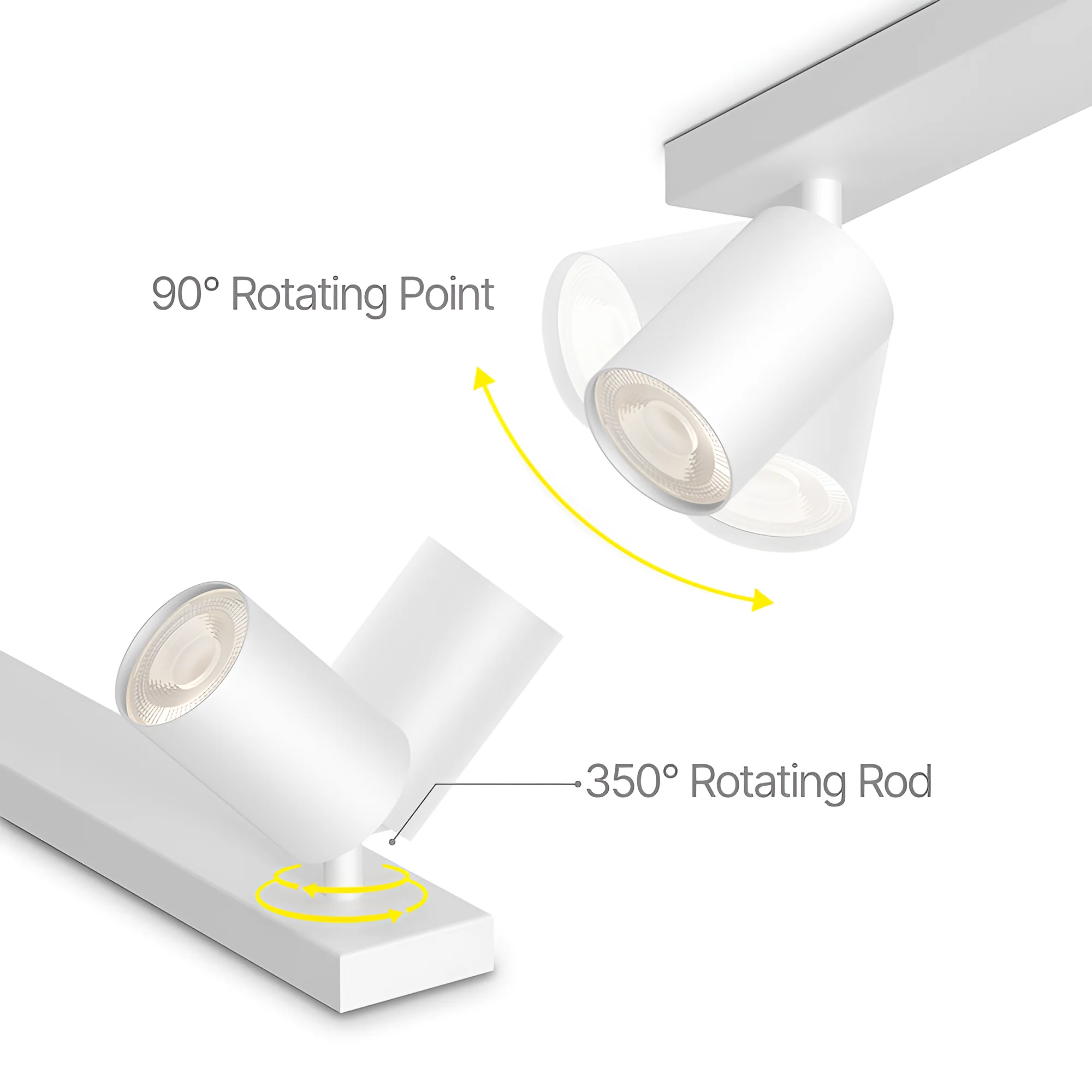 Braytron LED Deckenstrahler 2 Flammig GU10 – Schwenkbarer Deckenspot 350° Drehbar – Moderne Deckenleuchte in Weiß, Schwarz oder Gold – Spotlampe für Küche, Wohnzimmer & Schlafzimmer (weiß) – Ansicht 3