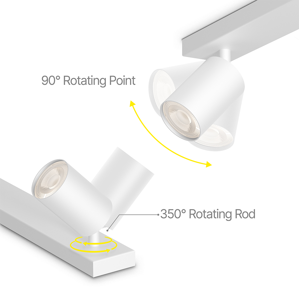 Braytron LED Deckenstrahler 2 Flammig GU10 – Schwenkbarer Deckenspot 350° Drehbar – Moderne Deckenleuchte in Weiß, Schwarz oder Gold – Spotlampe für Küche, Wohnzimmer & Schlafzimmer (weiß) – Ansicht 3