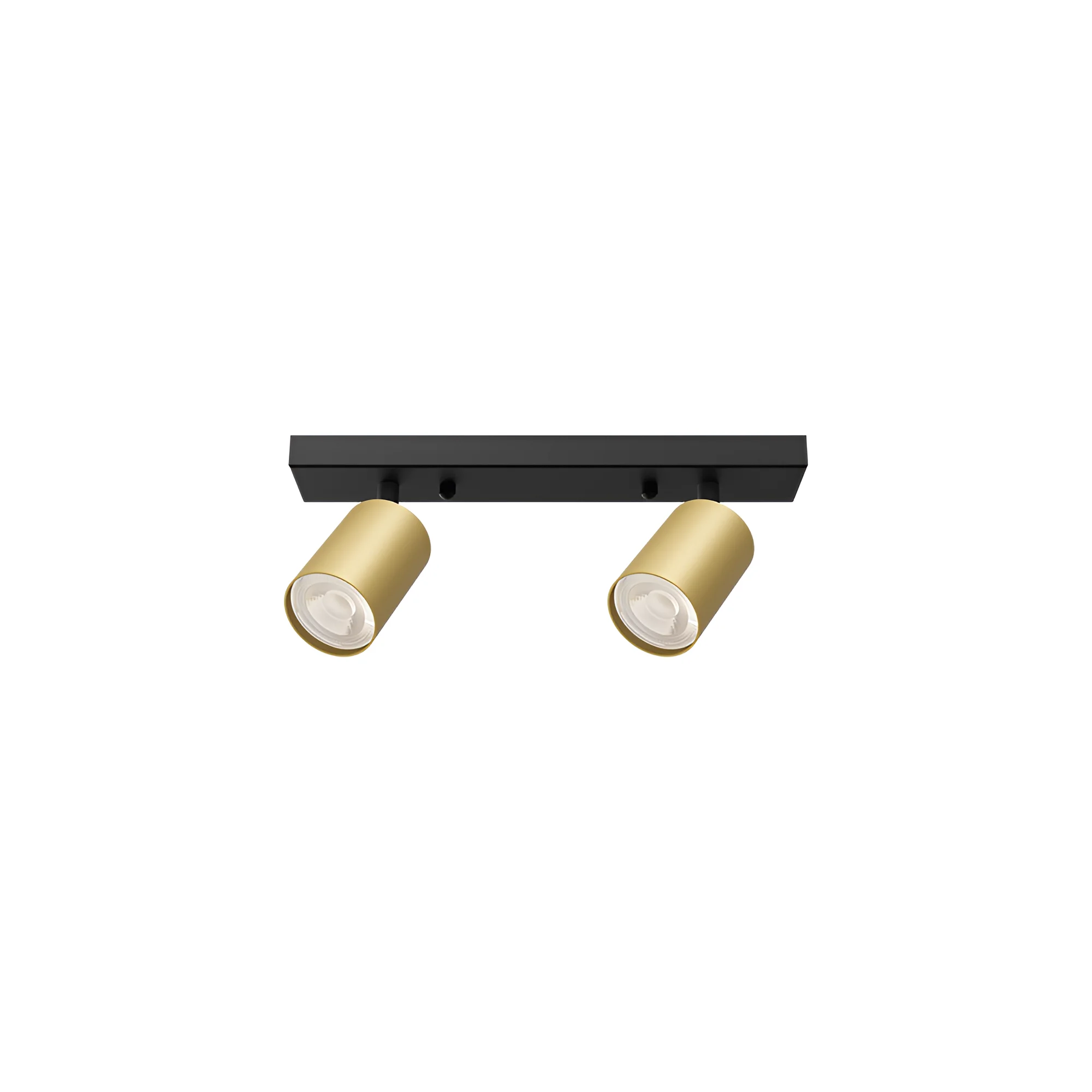 Rampe 2 spots LED GU10 carrée dorée – Orientable 350°/90°, max 2×35W, IP20 – BH04-00826