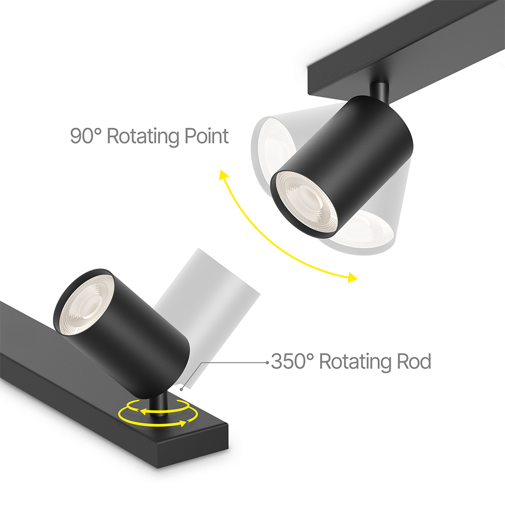 Braytron LED Deckenstrahler 3 Flammig GU10 – Schwenkbarer Deckenspot 350° Drehbar – Moderne Deckenleuchte in Weiß, Schwarz oder Gold – Spotbalken für Küche, Wohnzimmer & Flur (schwarz) – Ansicht 3