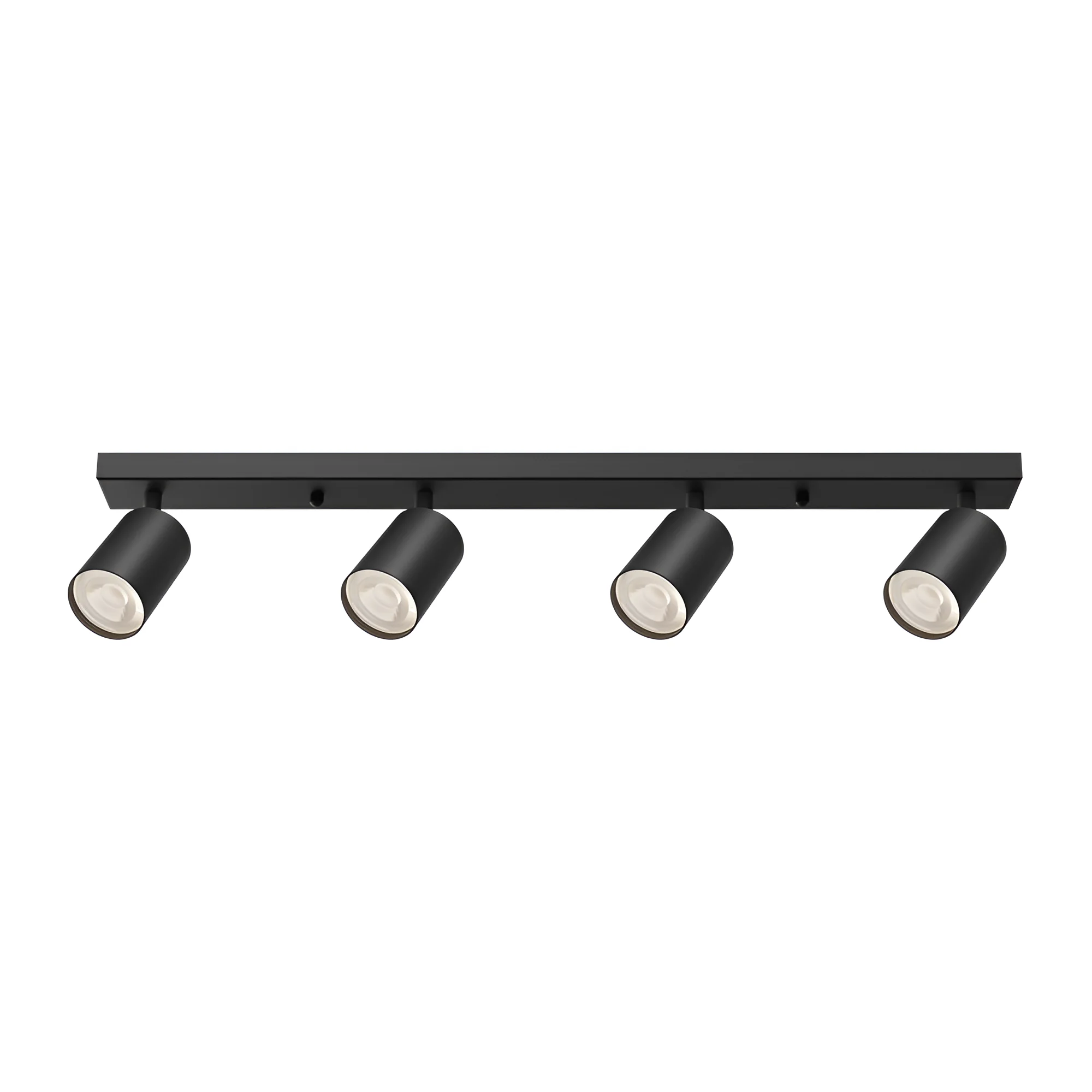 Rampe 4 spots LED GU10 carrée noire – Orientable 350°/90°, max 4×35W, IP20 – BH04-00841