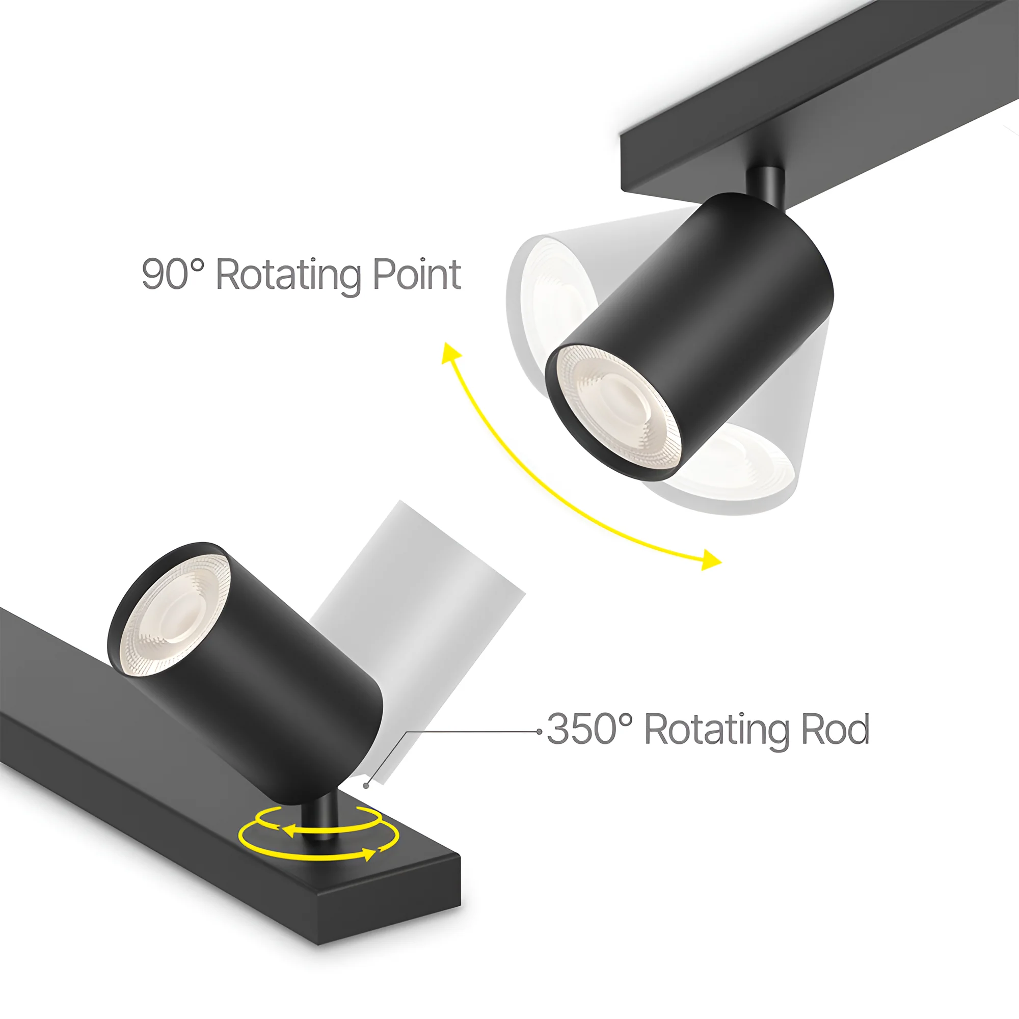 Braytron GU10 Deckenstrahler 4 Flammig LED – Schwenkbare Deckenleuchte 640mm – Moderner Deckenspot Aluminium 350° Drehbar – Innenbeleuchtung für Wohnzimmer, Küche & Büro – Weiß Schwarz Gold (schwarz) – Ansicht 3