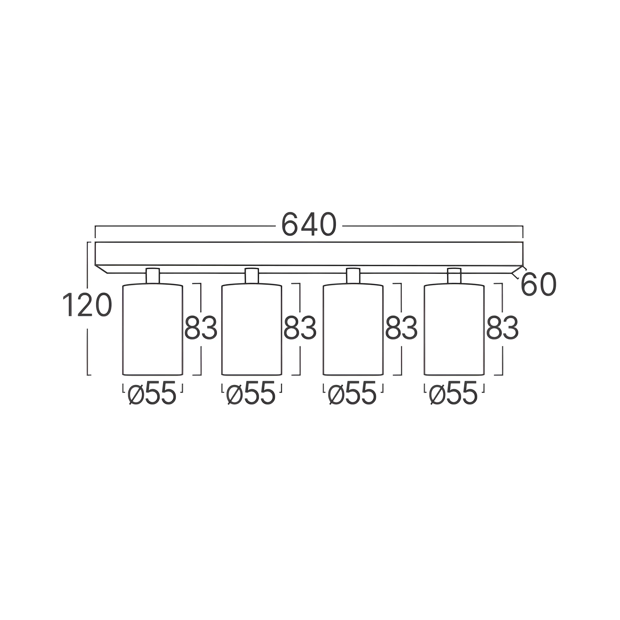 Braytron GU10 Deckenstrahler 4 Flammig LED – Schwenkbare Deckenleuchte 640mm – Moderner Deckenspot Aluminium 350° Drehbar – Innenbeleuchtung für Wohnzimmer, Küche & Büro – Weiß Schwarz Gold (schwarz) – Ansicht 7
