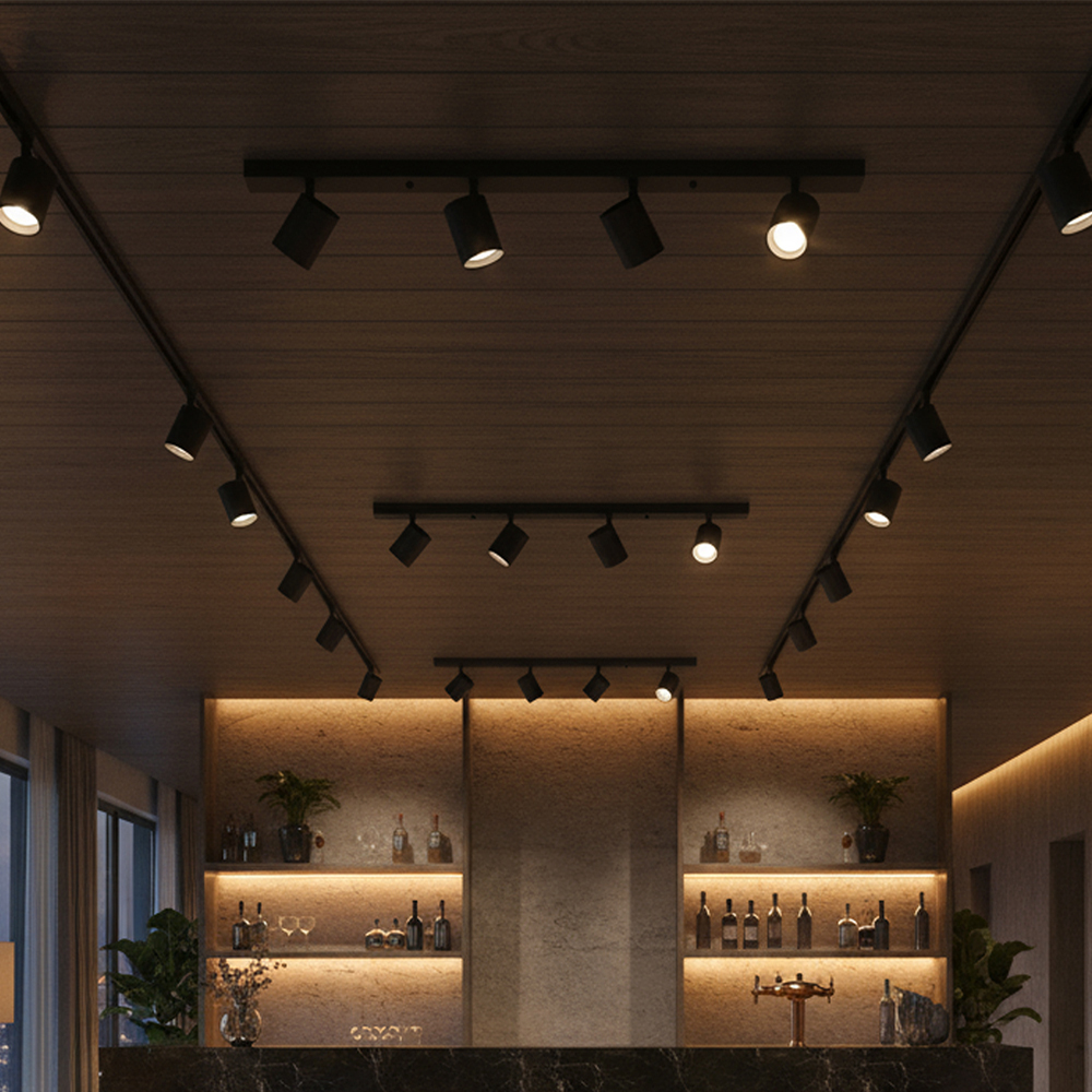 Braytron GU10 Deckenstrahler 4 Flammig LED – Schwenkbare Deckenleuchte 640mm – Moderner Deckenspot Aluminium 350° Drehbar – Innenbeleuchtung für Wohnzimmer, Küche & Büro – Weiß Schwarz Gold (schwarz) – Ansicht 2