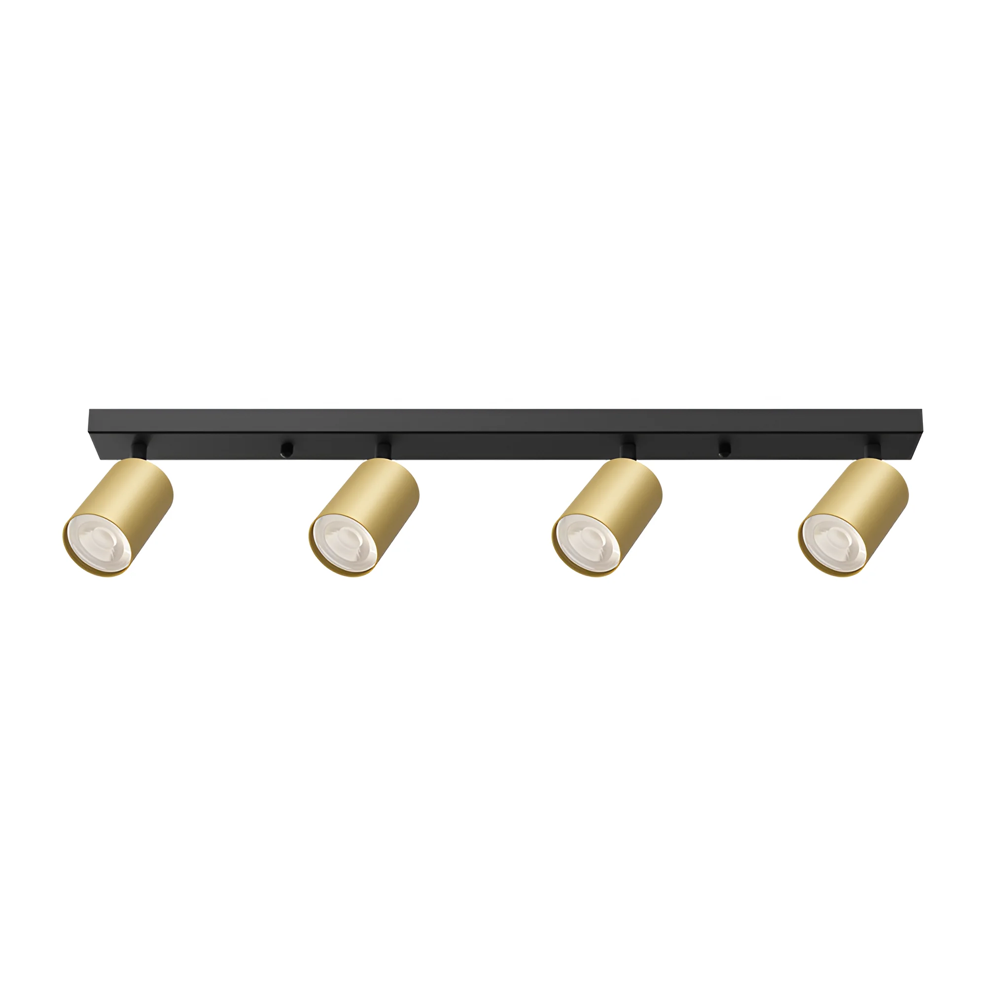 Rampe 4 spots LED GU10 carrée dorée – Orientable 350°/90°, max 4×35W, IP20 – BH04-00846