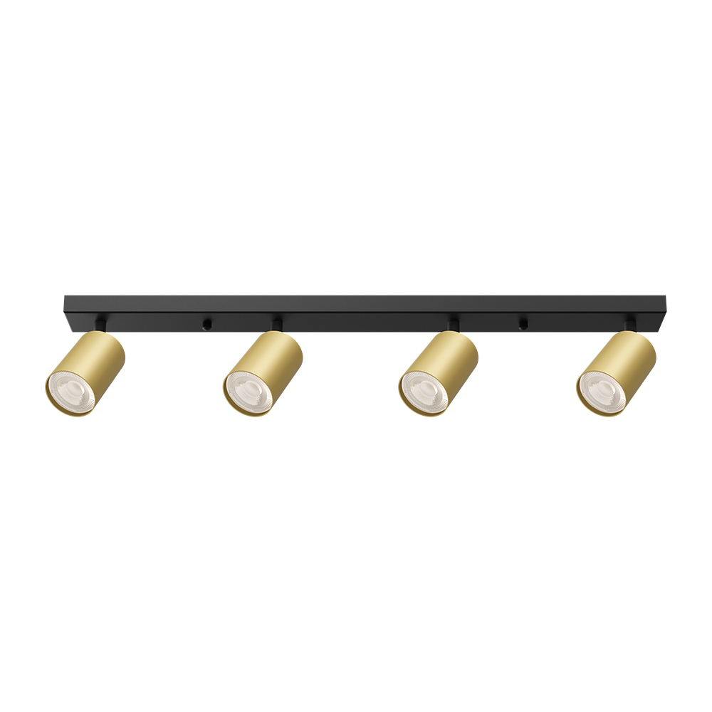 Braytron GU10 Deckenstrahler 4 Flammig LED – Schwenkbare Deckenleuchte 640mm – Moderner Deckenspot Aluminium 350° Drehbar – Innenbeleuchtung für Wohnzimmer, Küche & Büro – Weiß Schwarz Gold (gold) – BH04-00846
