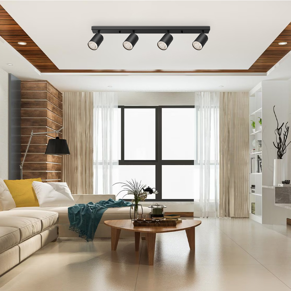 Braytron GU10 Deckenstrahler 4 Flammig LED – Schwenkbare Deckenleuchte 640mm – Moderner Deckenspot Aluminium 350° Drehbar – Innenbeleuchtung für Wohnzimmer, Küche & Büro – Weiß Schwarz Gold (gold) – Ansicht 2
