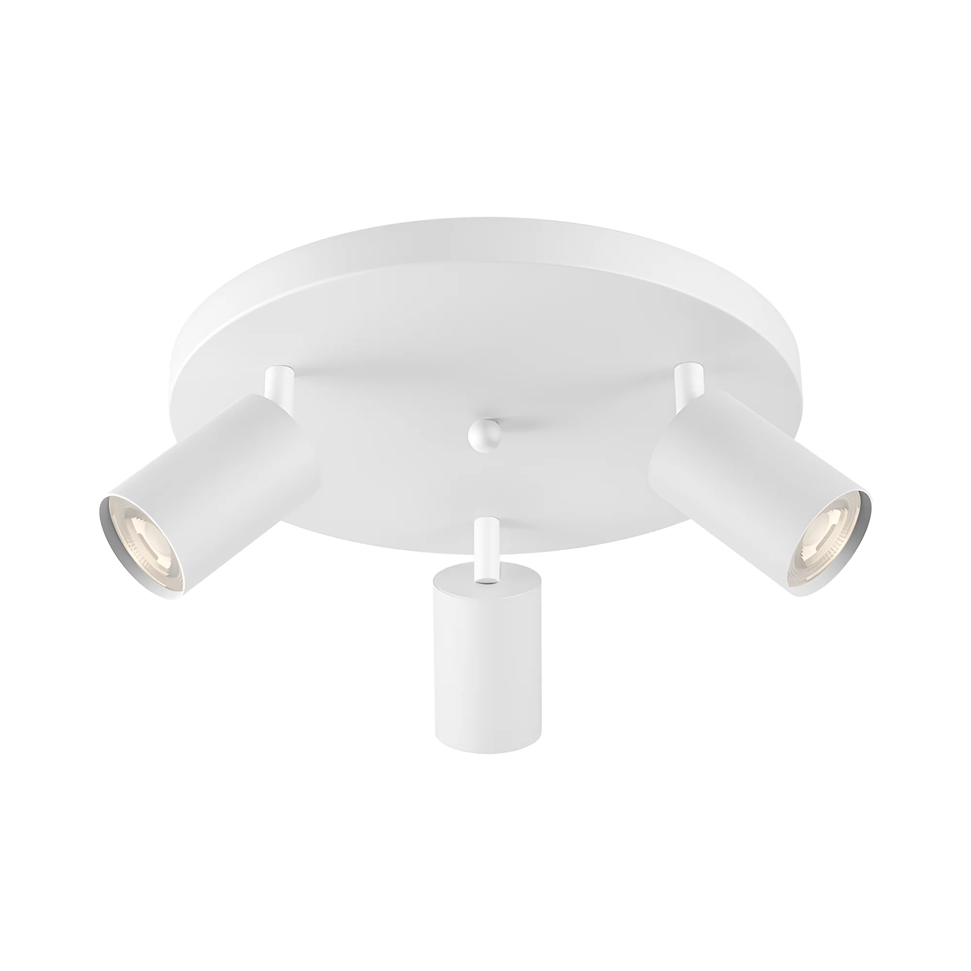 Plafonnier 3 spots LED GU10 rond blanc – Orientable 350°/90°, Ø300mm, max 3×35W – BH04-00880