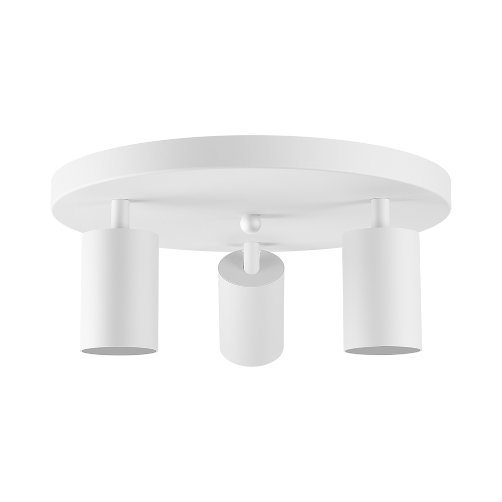 Braytron LED Deckenstrahler Rund 3 Flammig GU10 – Schwenkbare Deckenleuchte Ø300mm – Moderner Deckenspot 350° Drehbar – Aluminium in Weiß, Schwarz oder Gold – Spotlampe für Wohnzimmer, Küche (weiß) – Ansicht 4