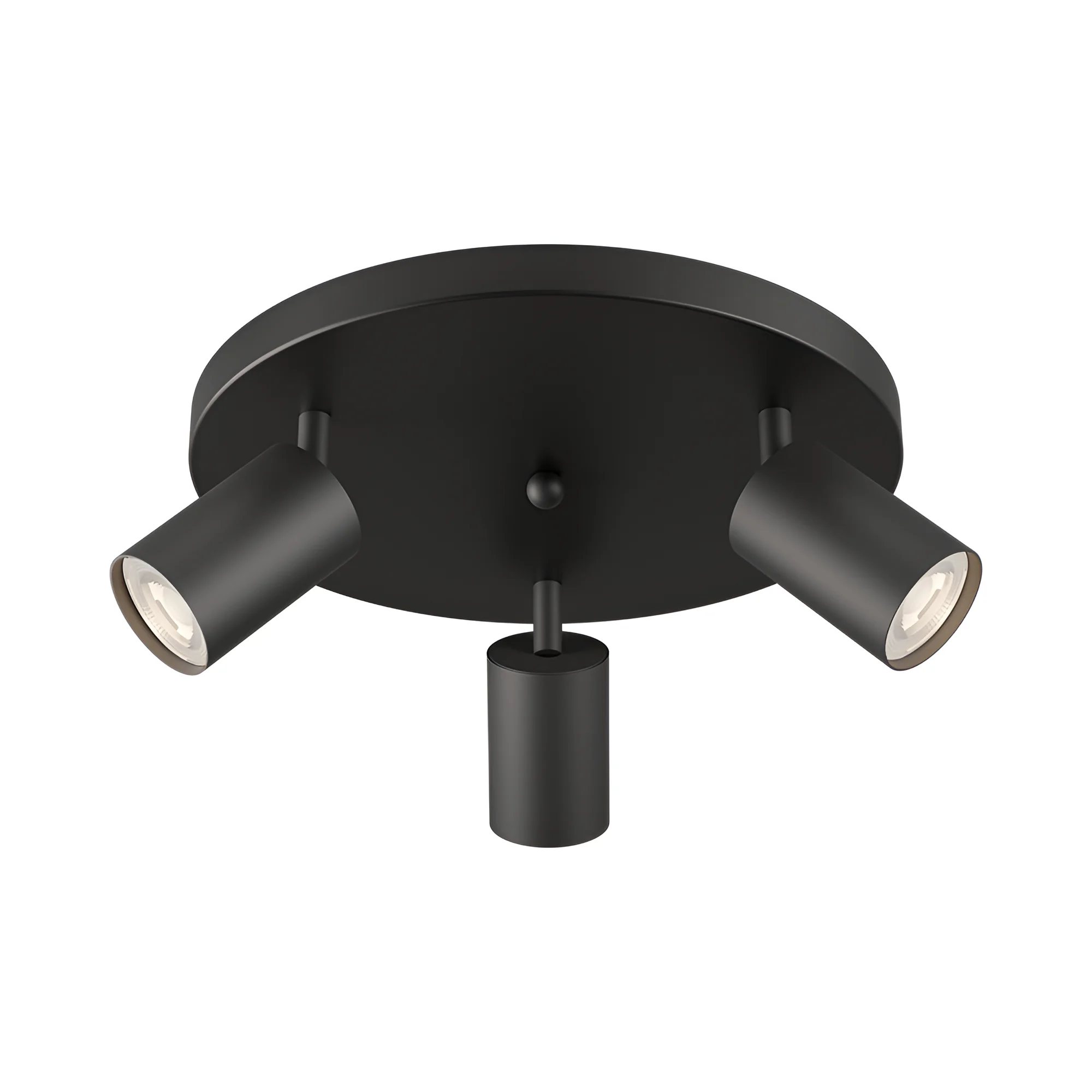 Plafonnier 3 spots LED GU10 rond noir – Orientable 350°/90°, Ø300mm, max 3×35W – BH04-00881