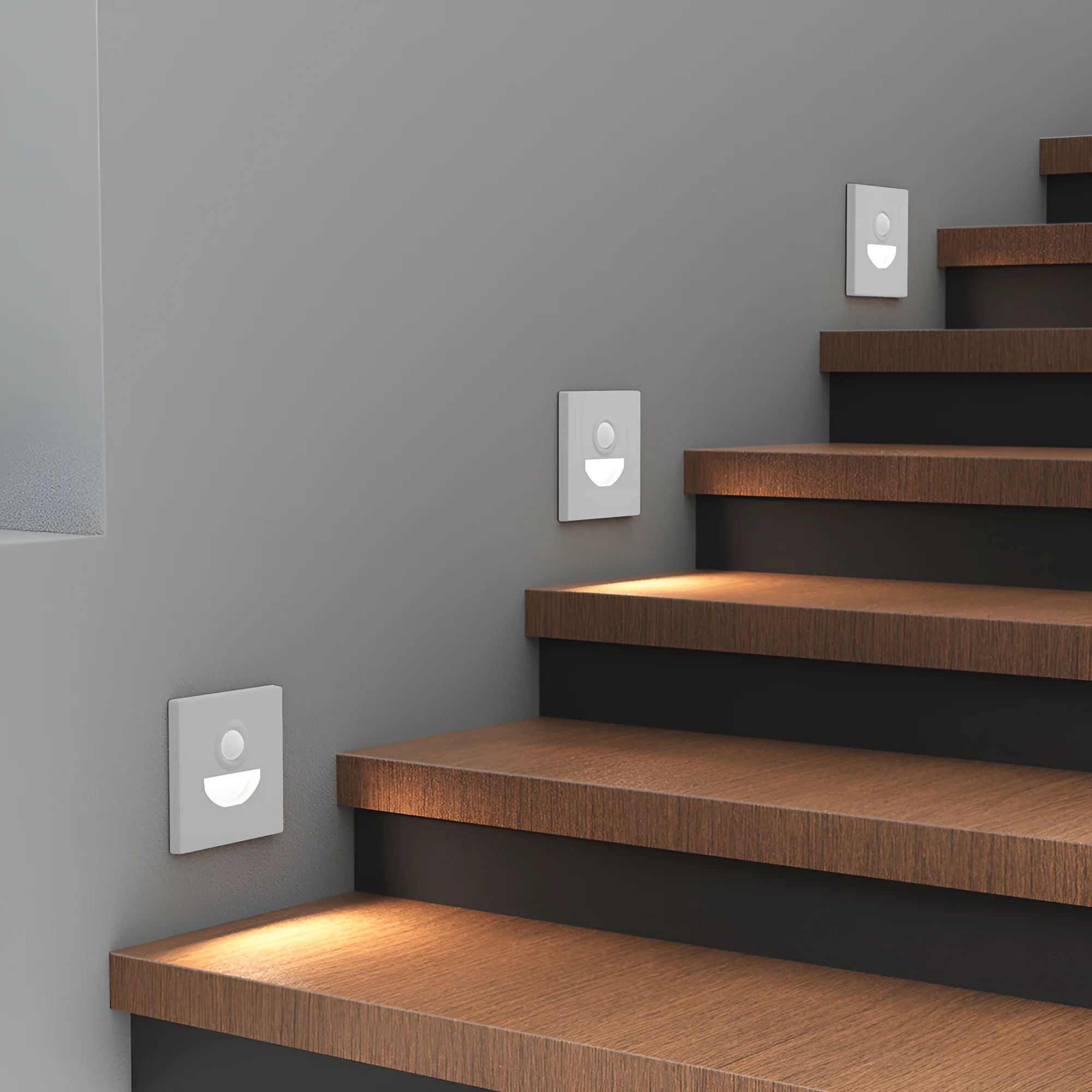 Braytron 1,5W LED Treppenlicht mit Bewegungsmelder – 3CCT Stufenbeleuchtung, 90lm, IP20, einstellbare Farbtemperatur 3000K/4000K/6500K, rechteckig schwarz oder weiß, 230V Innenbeleuchtung (Weiß) – Ansicht 2