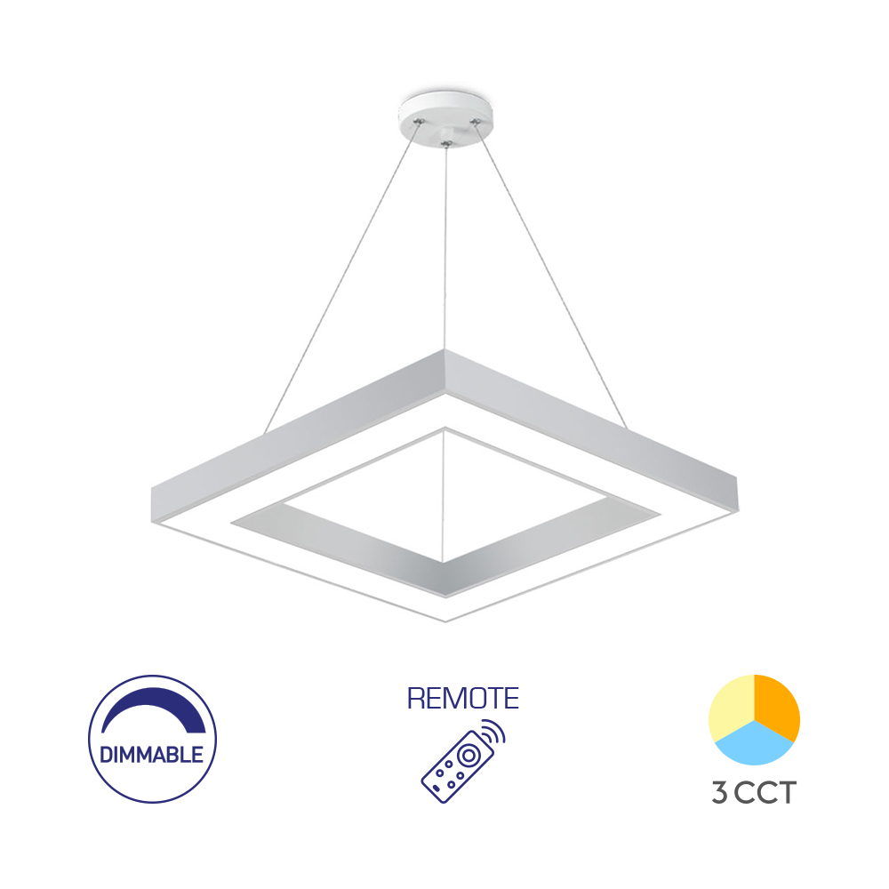 LED VISILICA KVADRATNA 45W BELI CCT SA DALJINSKIM