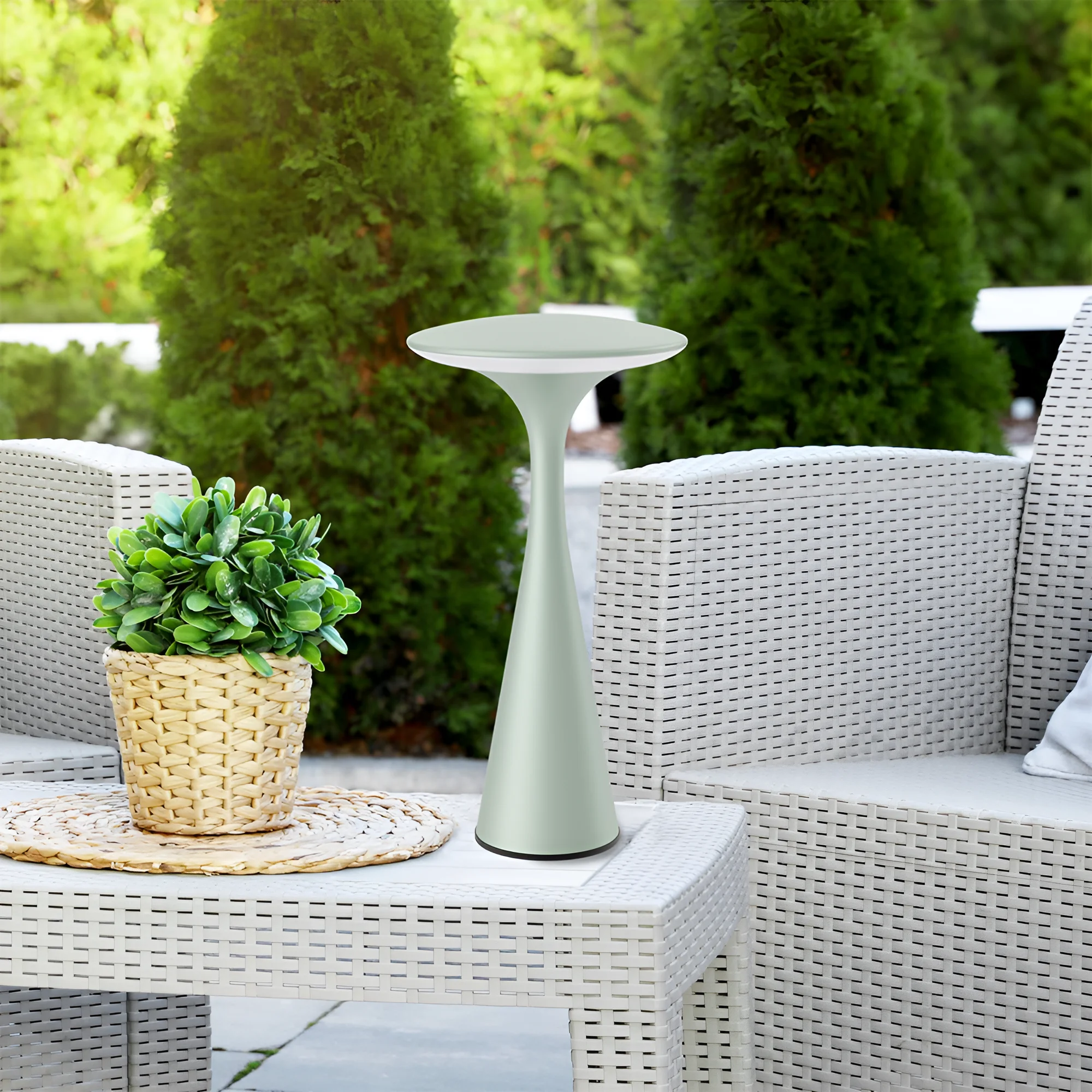 Braytron LED Tischlampe mit Akku – Touch Dimmbar, USB, IP44, 30h Laufzeit, Innen & Außen, tragbare Tischleuchte in Schwarz, Weiß oder Grün für Balkon, Terrasse, Wohnzimmer (Grün) – Ansicht 2