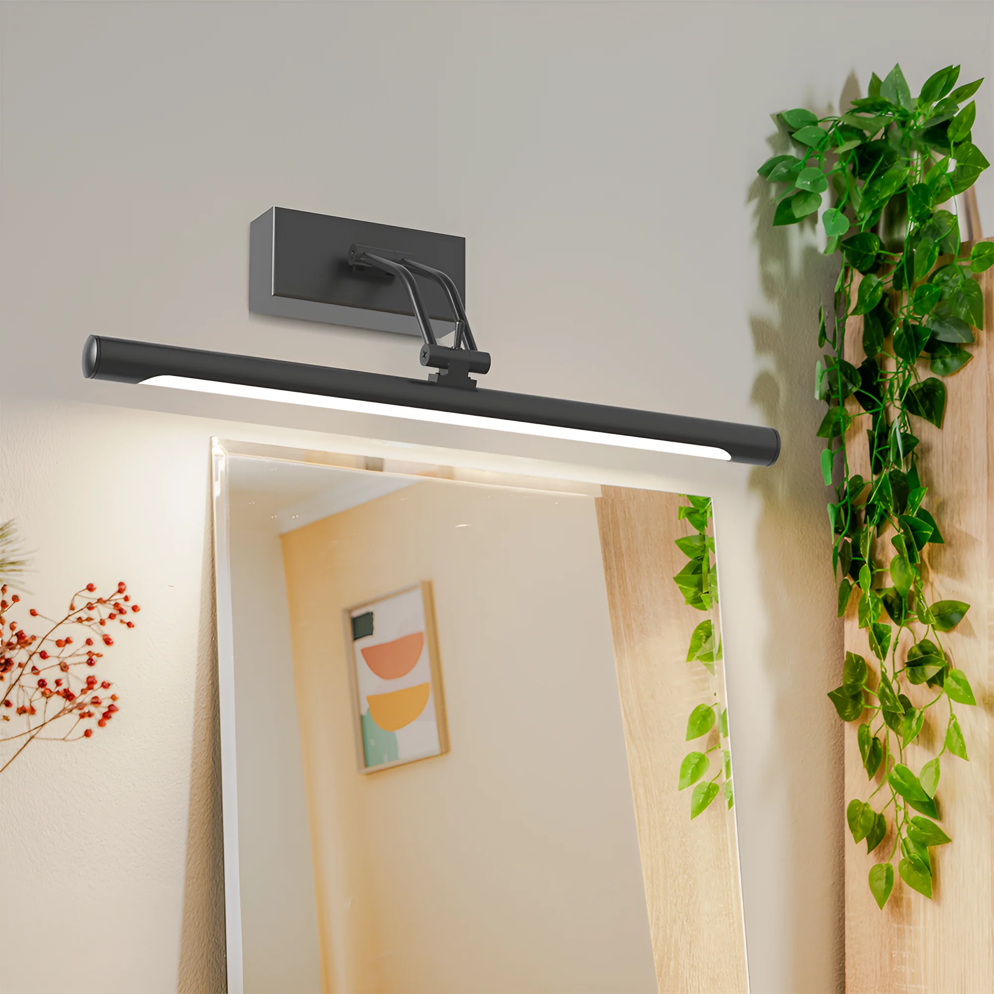Braytron LED Spiegelleuchte Bad 40cm 8W – 3CCT Spiegel Lampe & Bilderleuchte – 700 Lumen Wandbeleuchtung für Bad, Gemälde & Bilder – Moderne Wandleuchte IP20 – Schwarz/Chrom/Gold (schwarz) – Ansicht 2